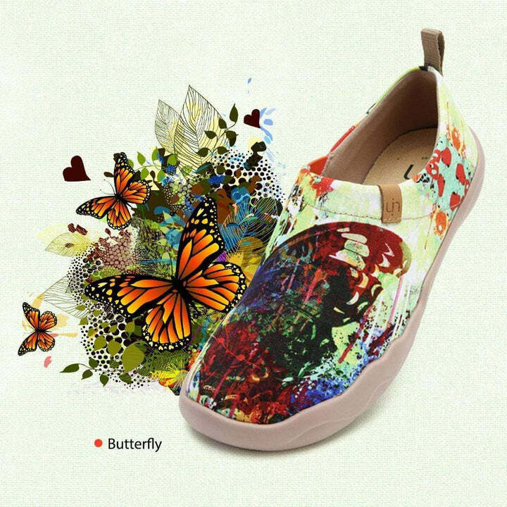 【 Uin 】西班牙原創設計 | 熱帶蝴蝶 女鞋 彩繪鞋 休閒鞋 懶人鞋