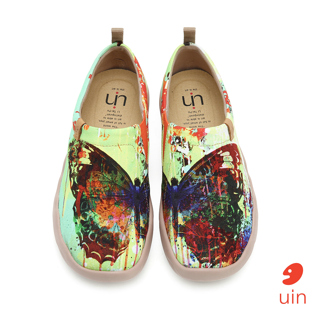 【 Uin 】西班牙原創設計 | 熱帶蝴蝶 女鞋 彩繪鞋 休閒鞋 懶人鞋