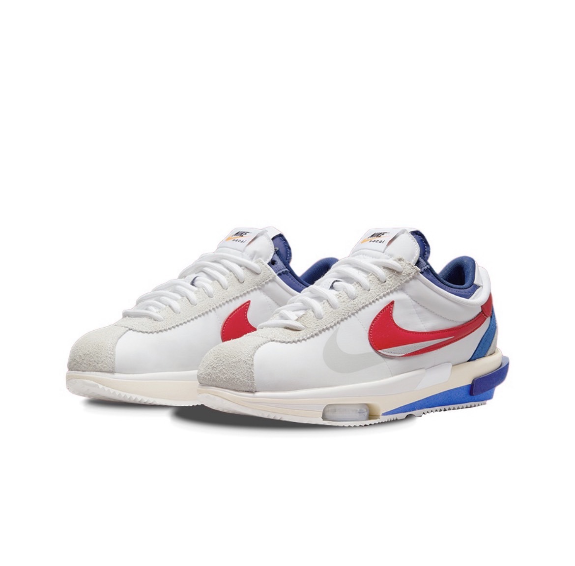 Sacai x Nike Zoom Cortez SP "White and University Red" 白紅藍 配色 解構鞋