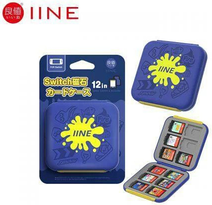 NS 良值 磁吸式卡匣收納盒 可收納12片遊戲卡帶&12片記憶卡 斯普拉遁風格 藍黃 L713