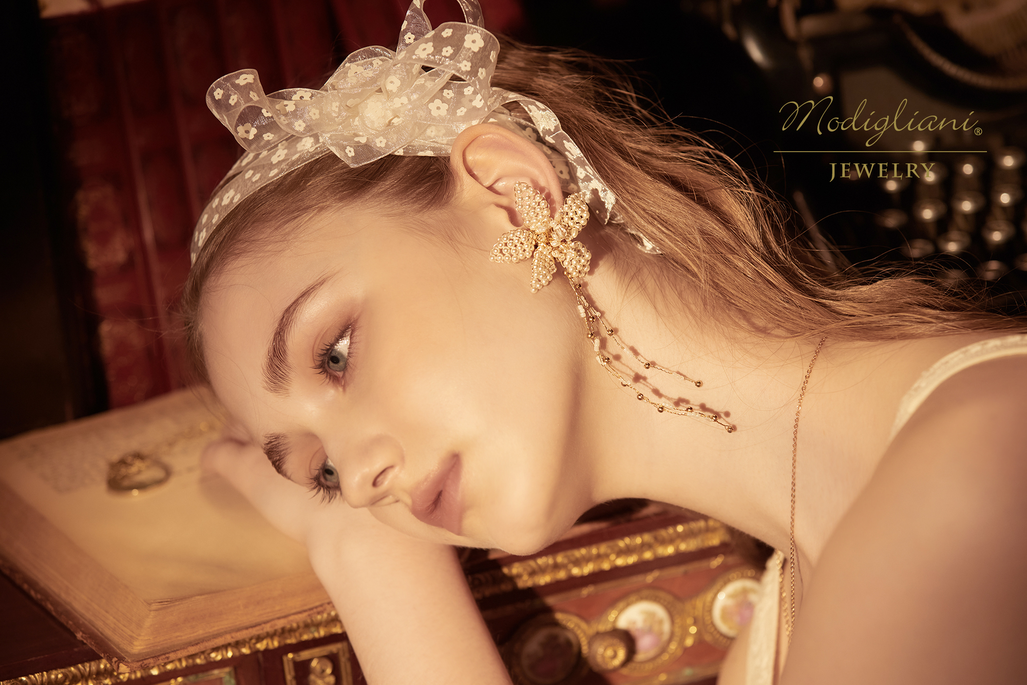 黃銅飾品,黃銅,花草,氣質,仙女,耳環,兩戴式,施華洛世奇水晶珍珠,