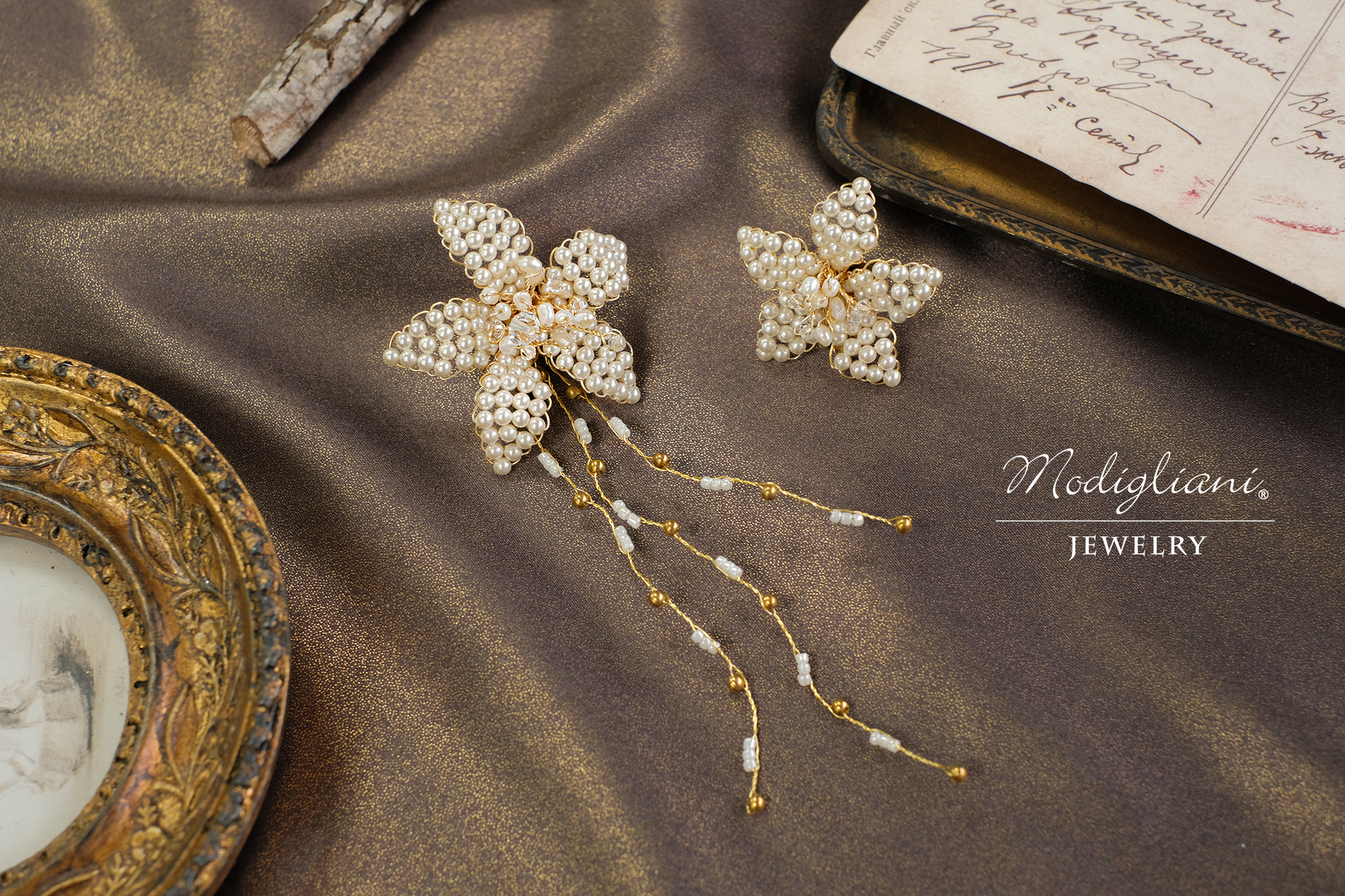 黃銅飾品,黃銅,花草,氣質,仙女,耳環,兩戴式,施華洛世奇水晶珍珠,