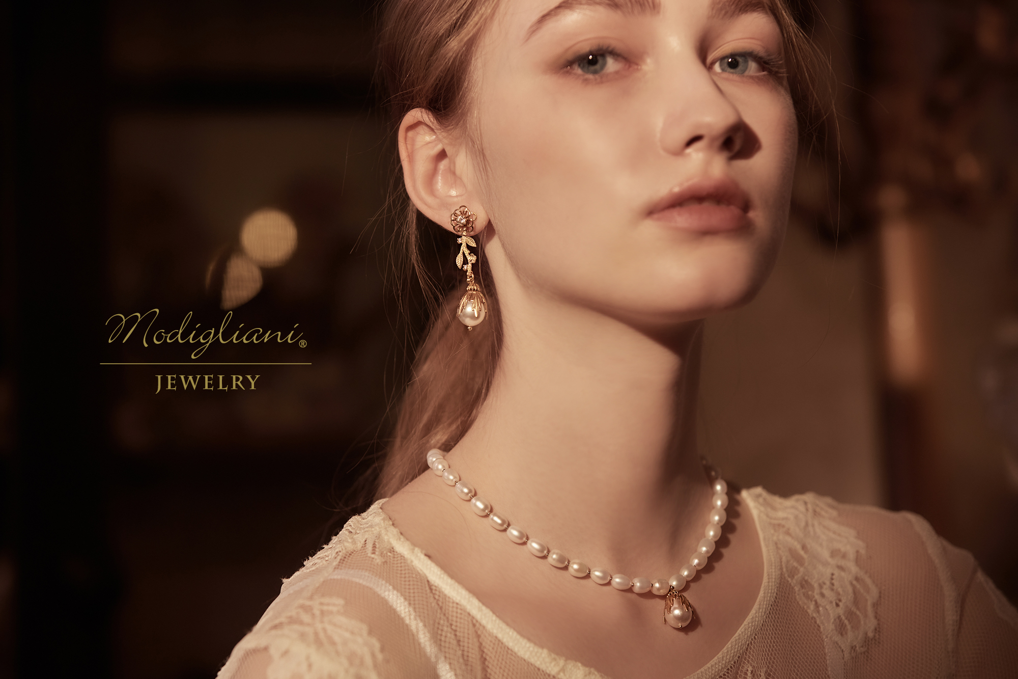 黃銅飾品,黃銅,花草,氣質,項鍊,天然珍珠,母貝珠,鋯石,華麗