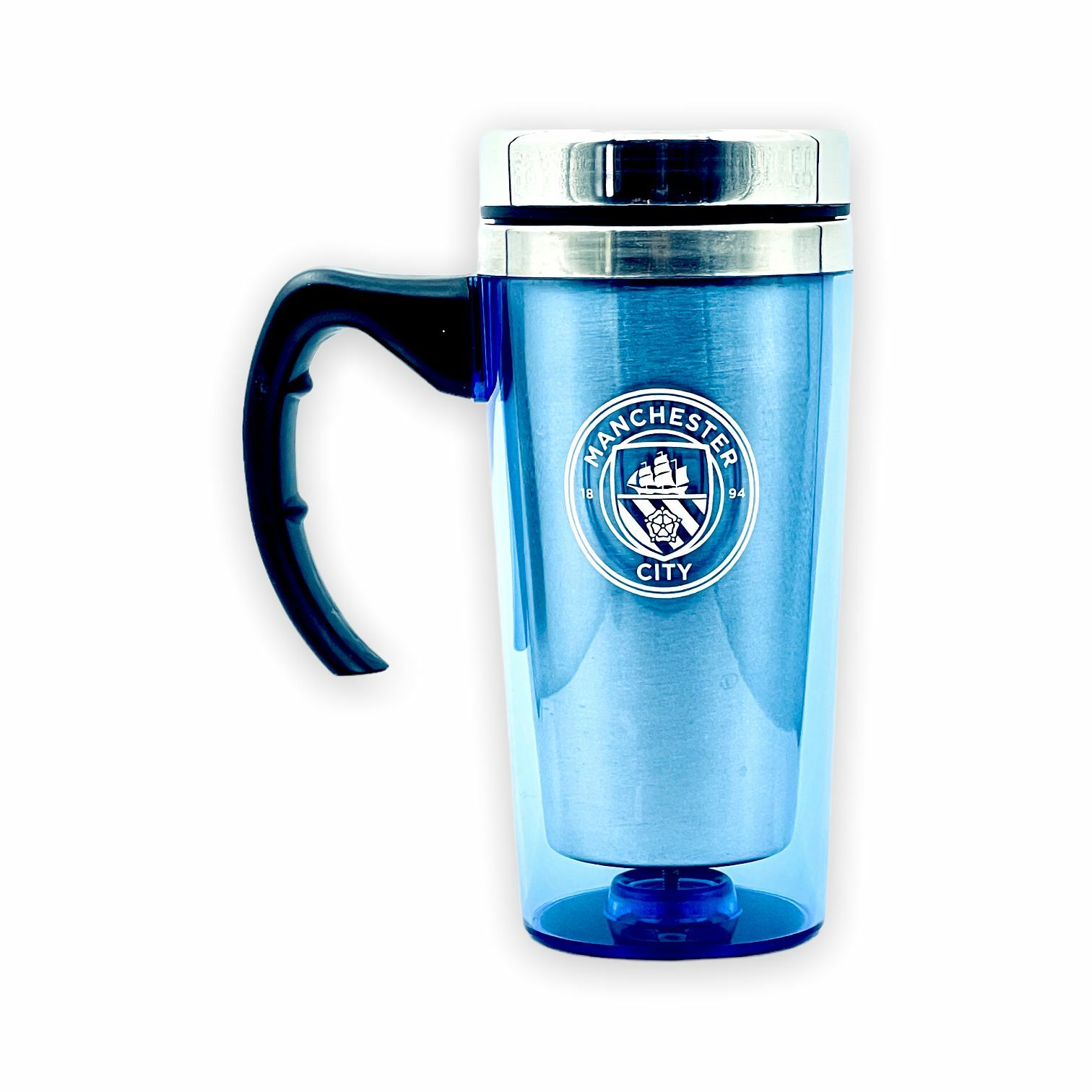 曼城淺藍色有柄旅行咖啡杯