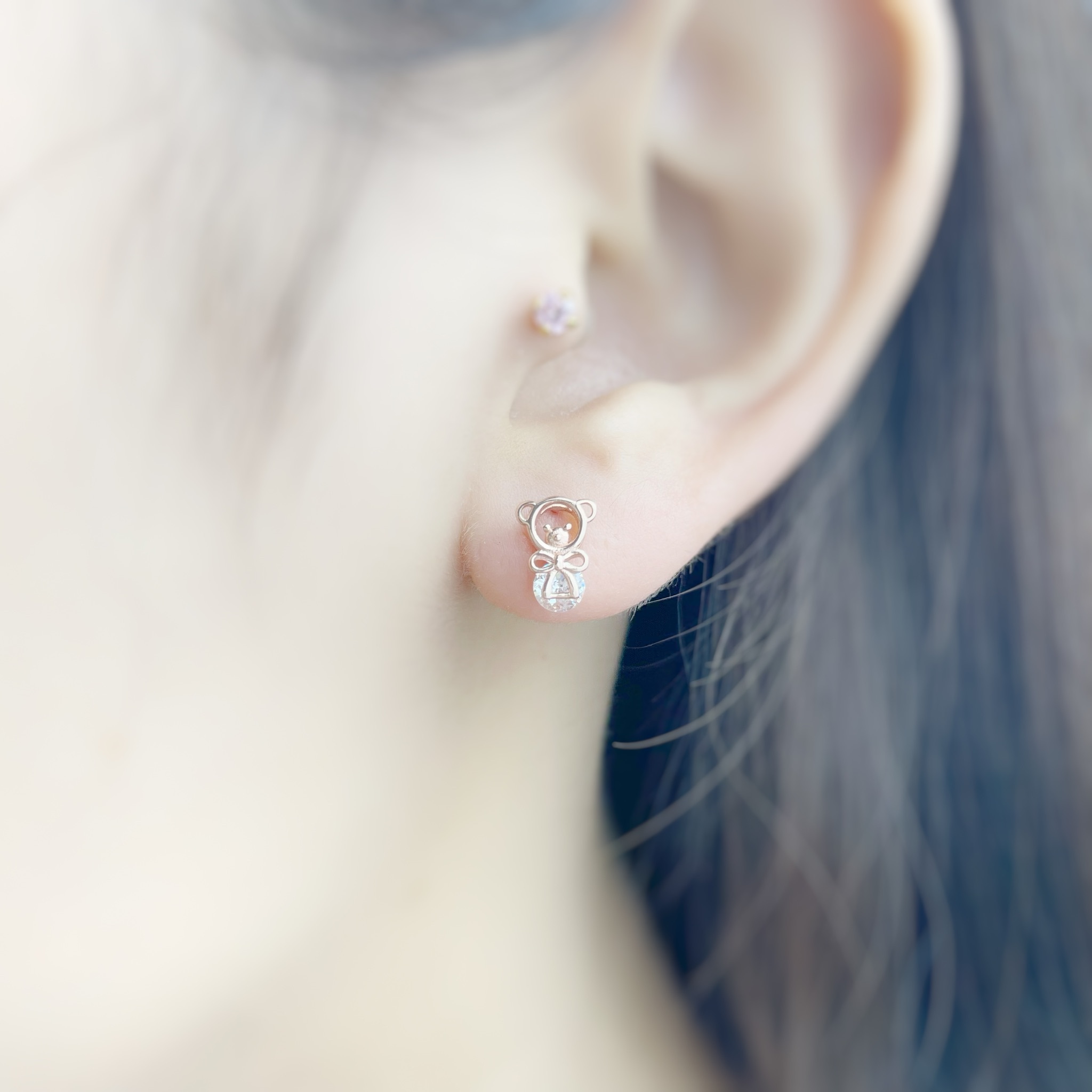 | 925純銀・ 玫瑰金 | 禮服小熊耳環 | EA0570 |