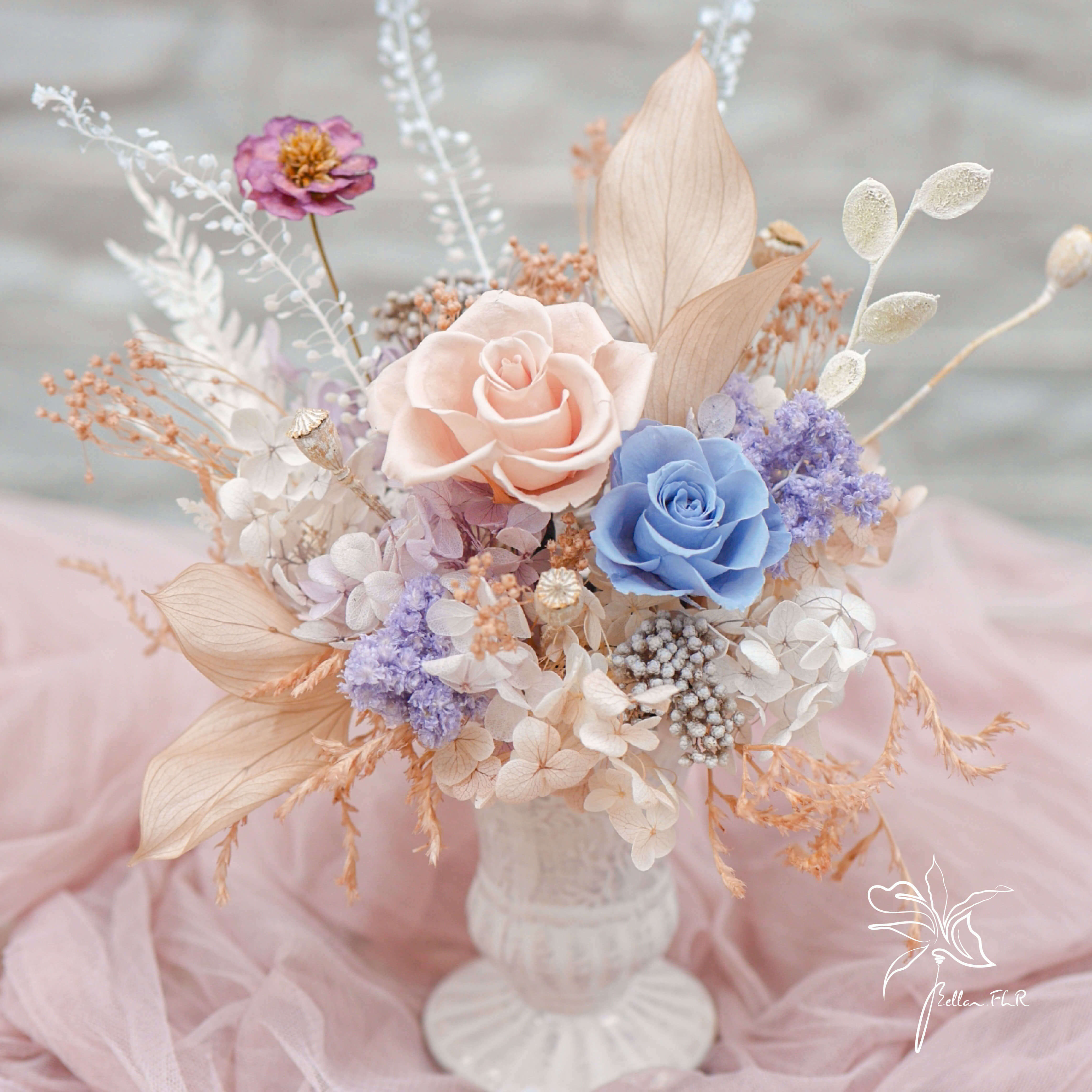 【日日】永生乾燥瓷器盆花