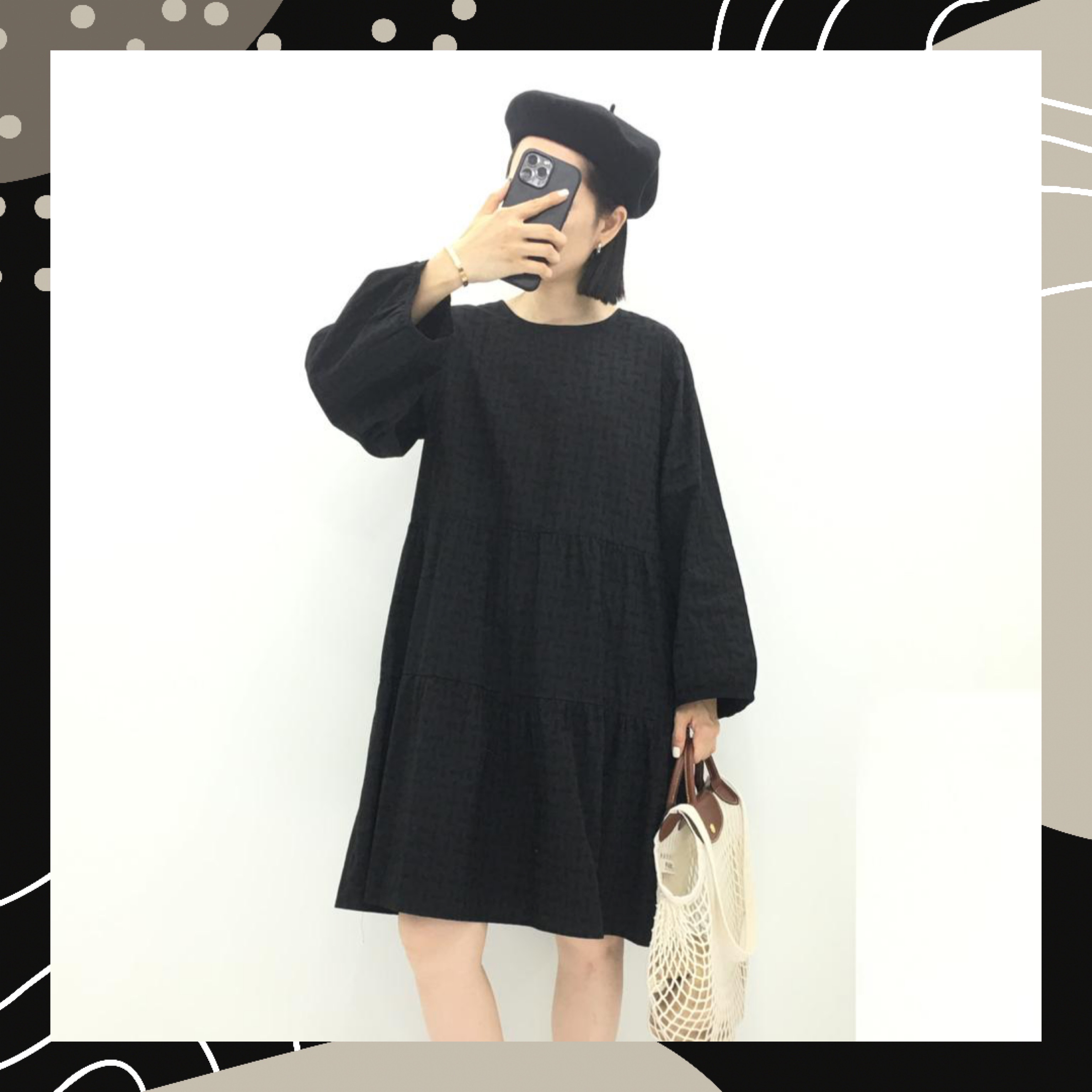 【BONNIE】暗紋長袖OPS