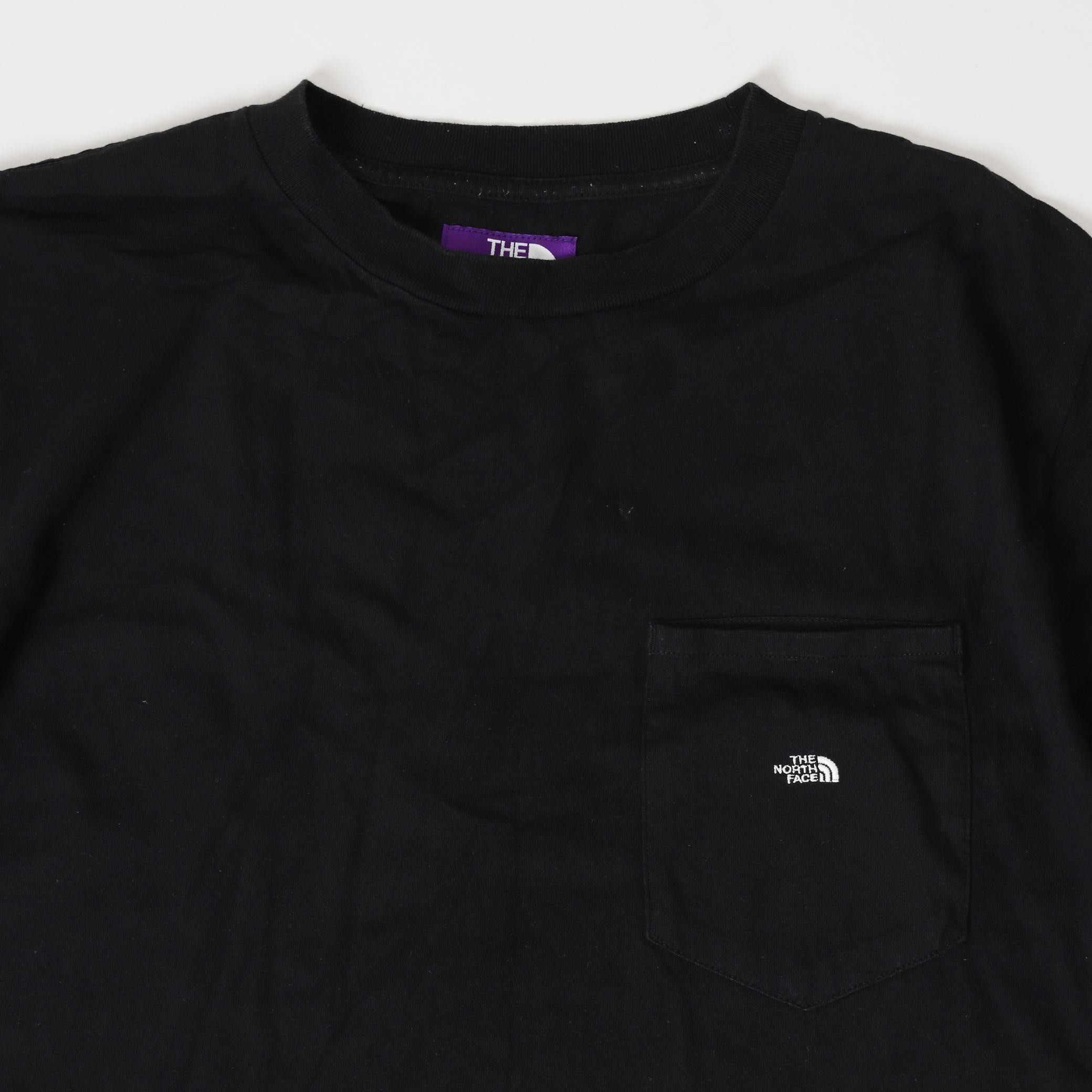 【二手 L號】紫標 THE NORTH FACE 7oz POCKET TEE 黑色 水洗 刺繡小LOGO 素色 口袋短T