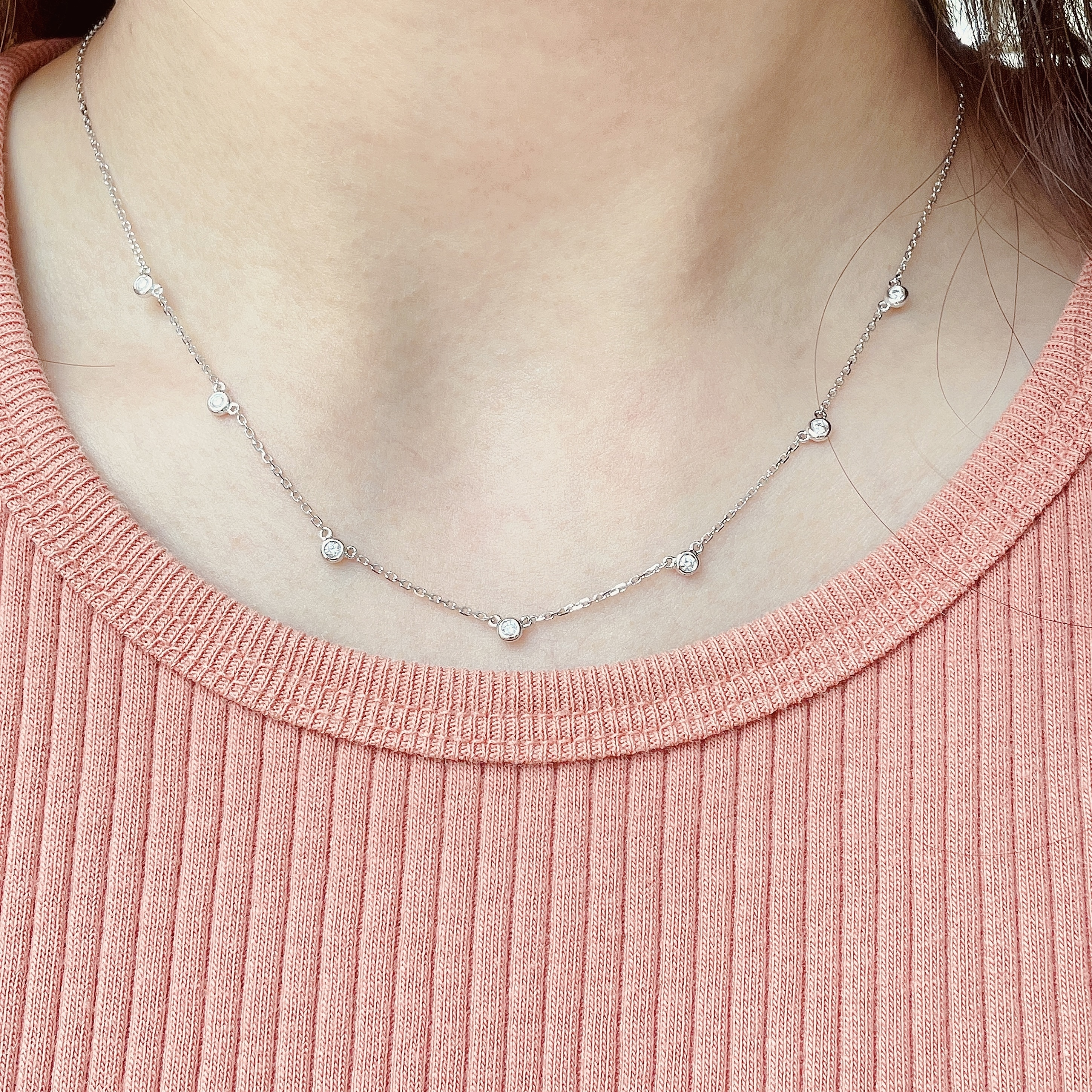 18K金泡泡鑽石滿天星項鏈