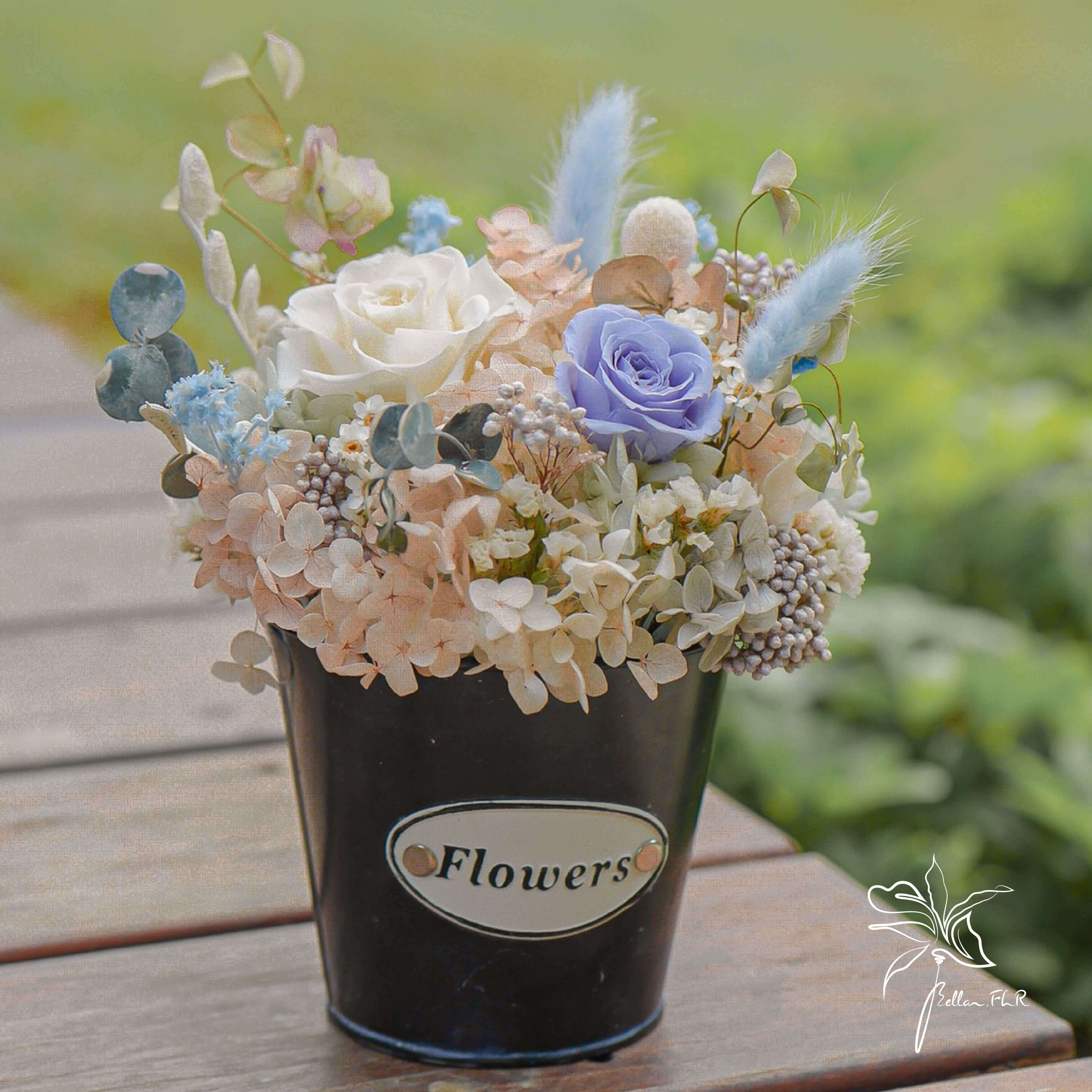 【春日舞曲】永生乾燥盆花-藍色