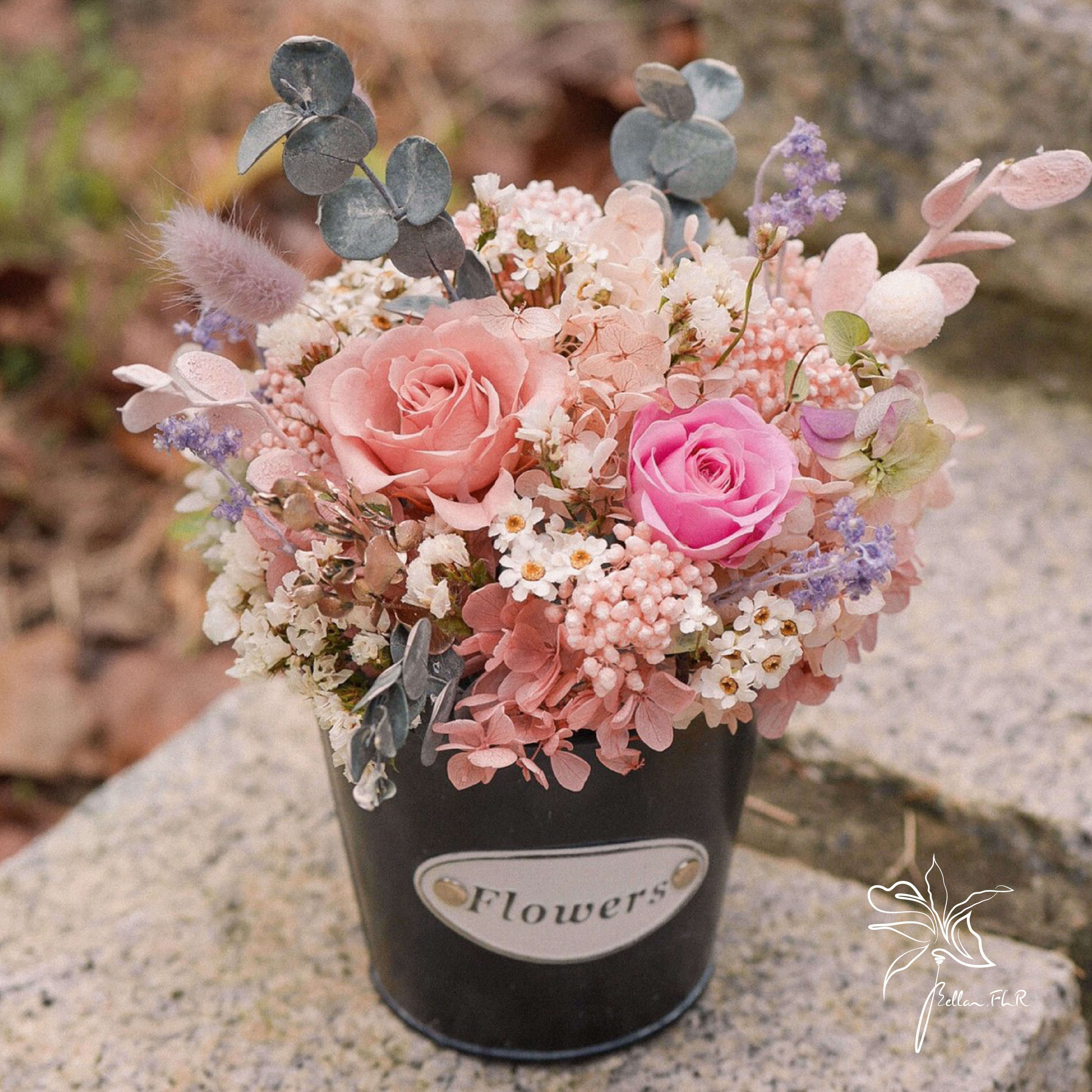 【春日舞曲】永生乾燥盆花-粉色