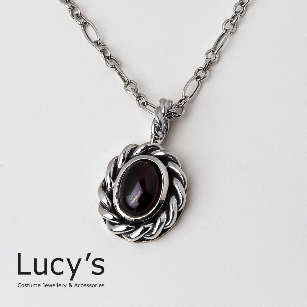 925純銀 石榴石 項鍊 (101070)