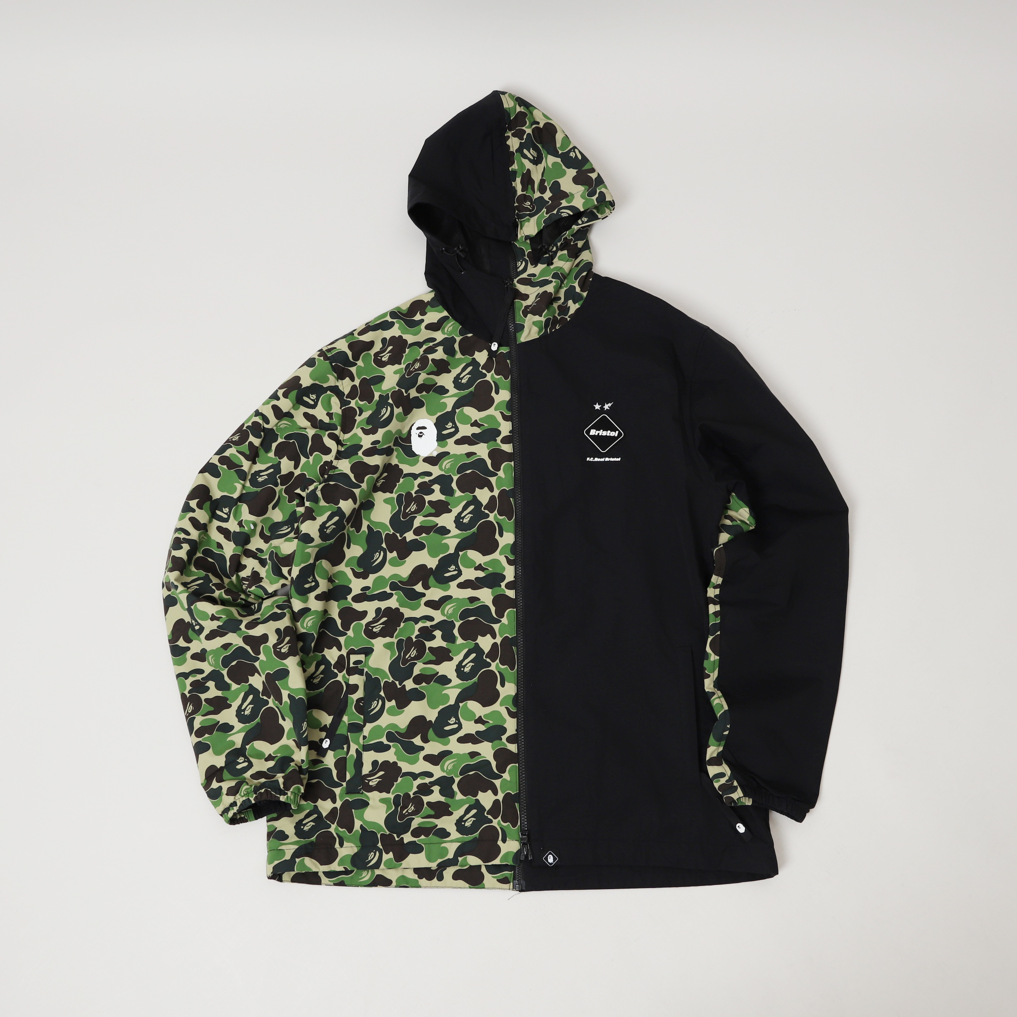 二手2XL】A BATHING APE BAPE Shark Hoodie 黑綠初代迷彩虎紋帽夾鯊