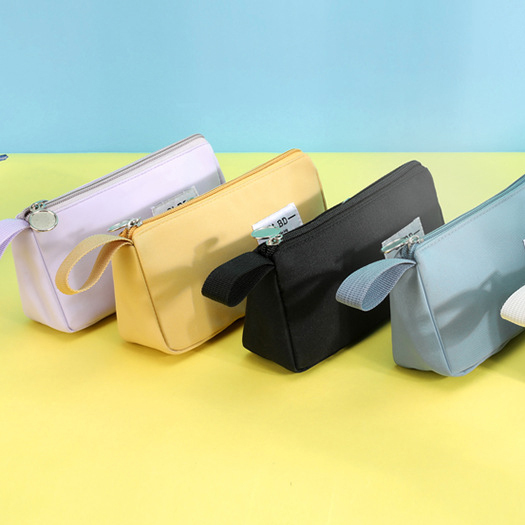 簡約帆布雙拉鏈文具盒