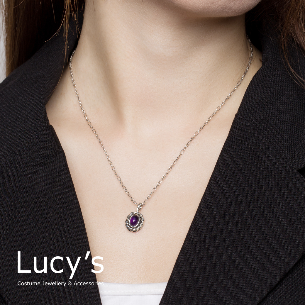 925純銀 紫水晶 項鍊 (101074)