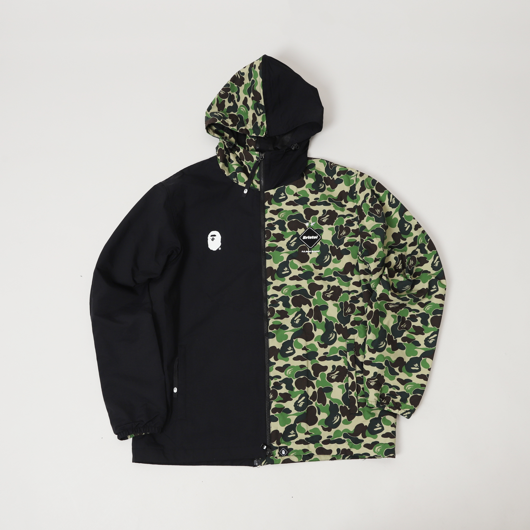 二手XL】A BATHING APE BAPE Shark Hoodie 黑綠初代迷彩虎紋帽夾鯊魚