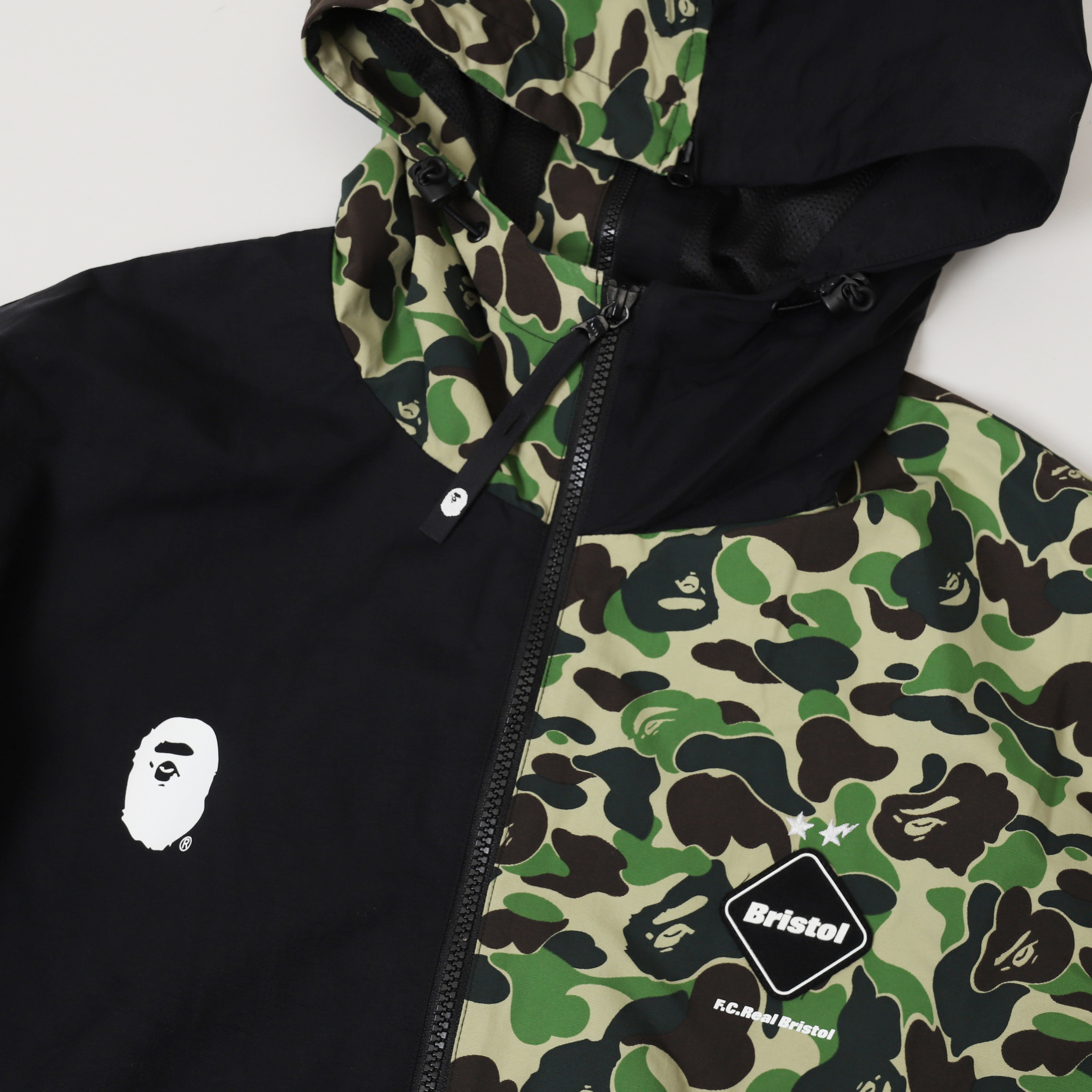 【二手 XL】A BATHING APE BAPE Shark Hoodie 黑綠 初代迷彩 虎紋 帽夾 鯊魚外套【FCRB-190104】