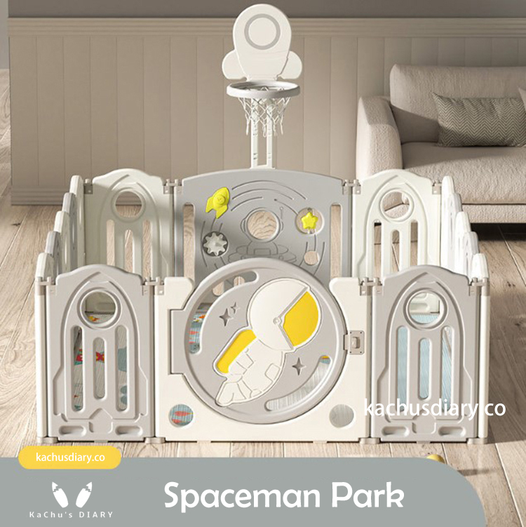 太空可折疊遊戲圍欄 灰白款