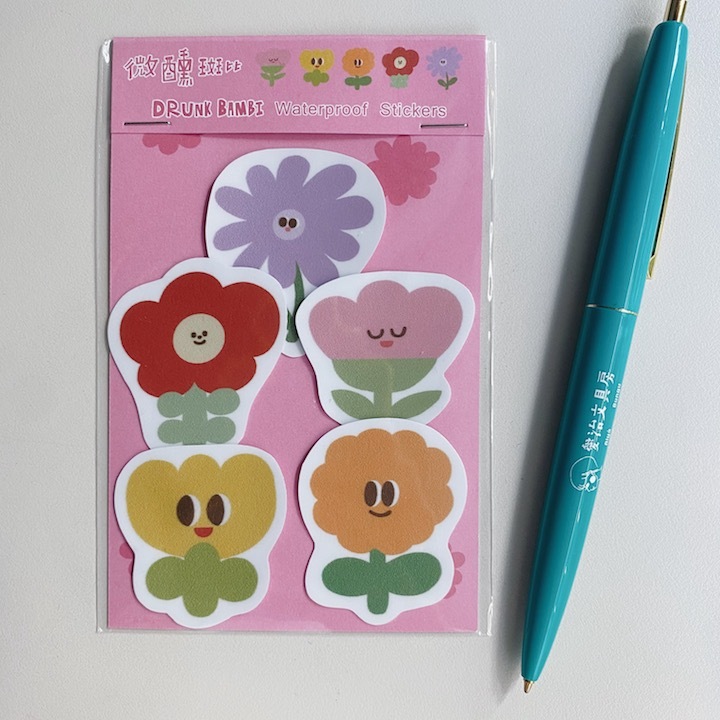 花 5入防水貼紙組｜微醺斑比
