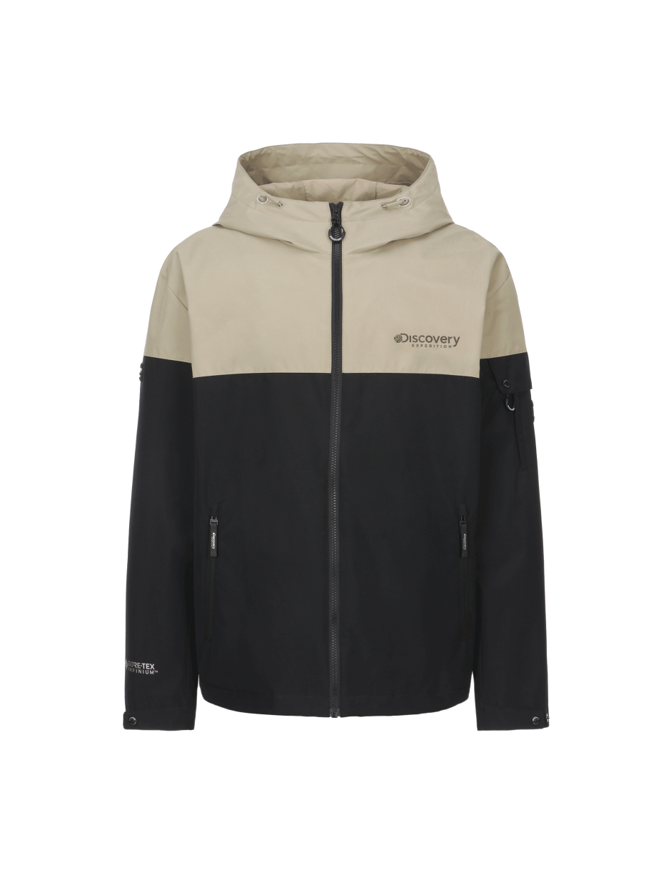 Discovery gore-tex 拼色外套 夾克 登山 卡其拚色黑 男