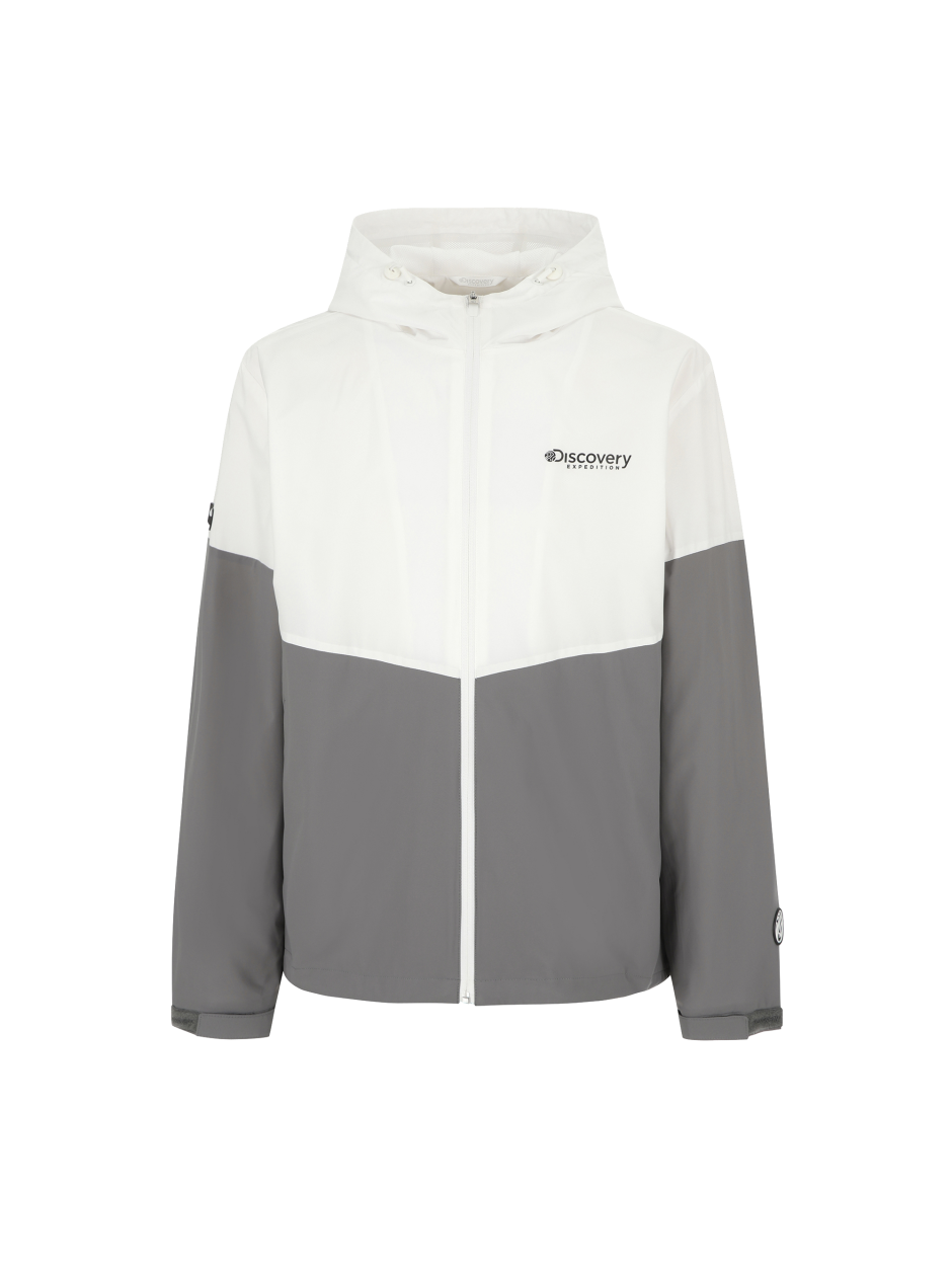 Discovery 輕量 休閒 外套 夾克 防風 白灰拚色 男