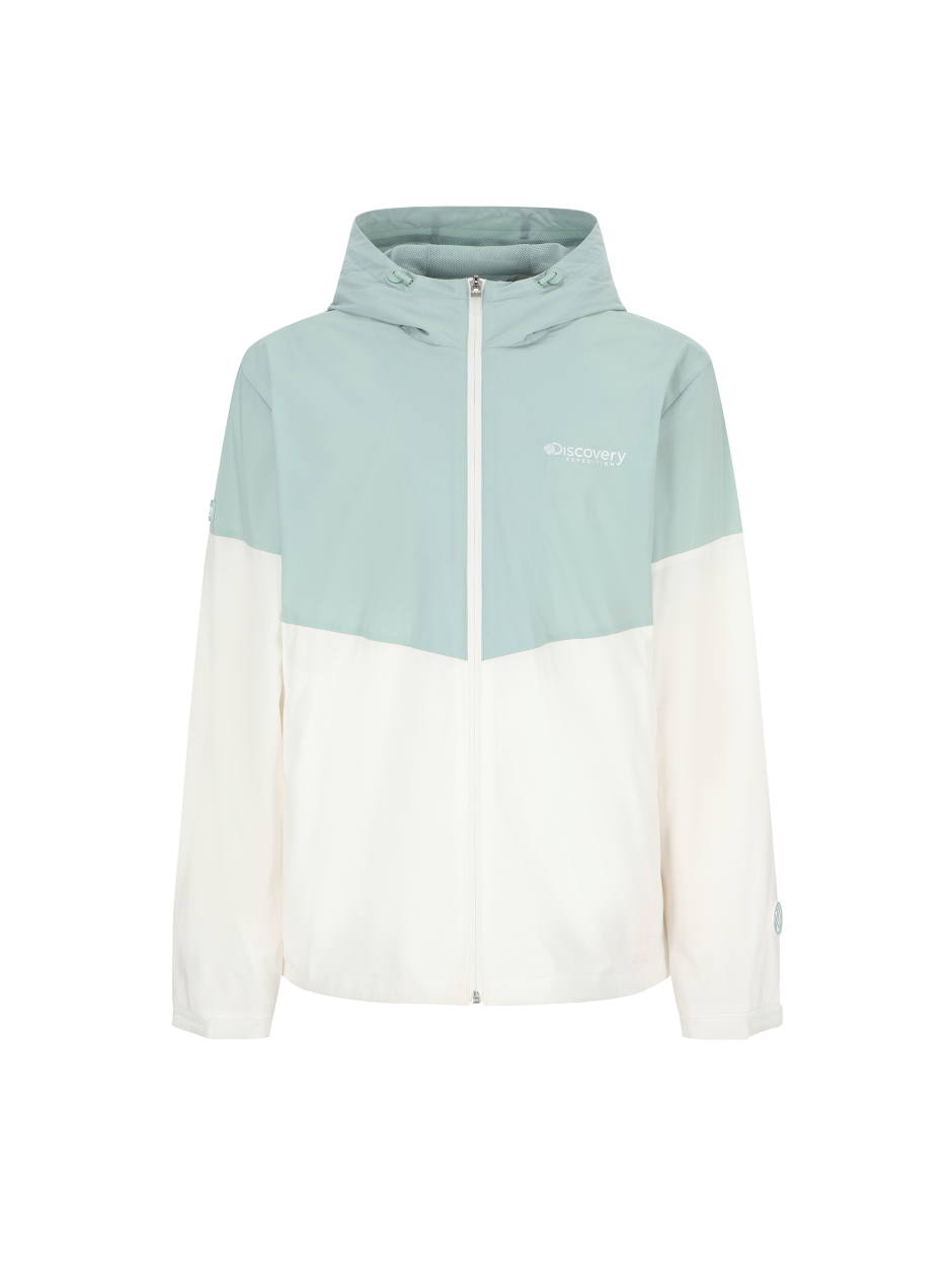 Discovery 輕量 休閒 外套 夾克 防風 綠白拚色 男