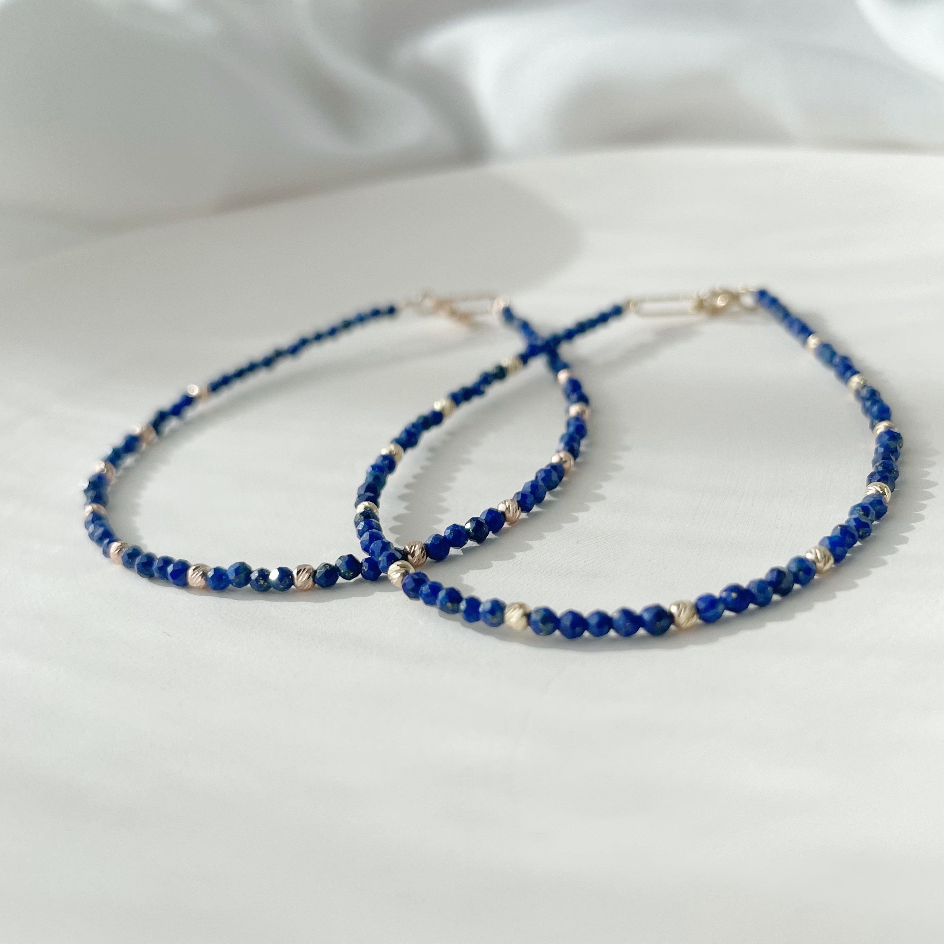 14K cutting ball青金石手工手環