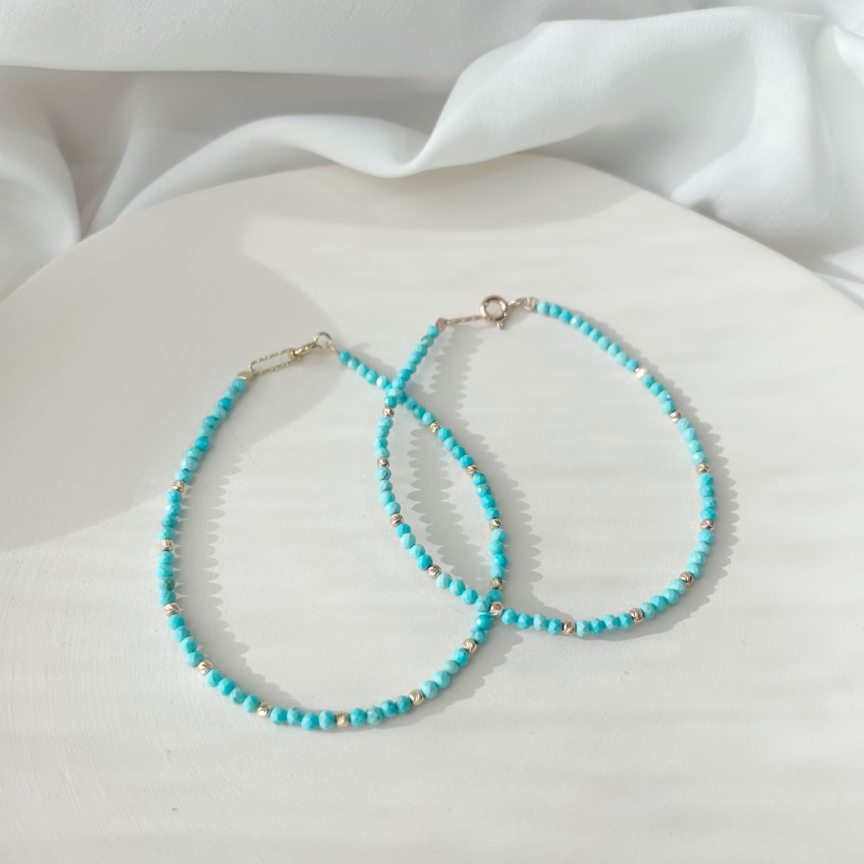 14K cutting ball土耳其石手工手環