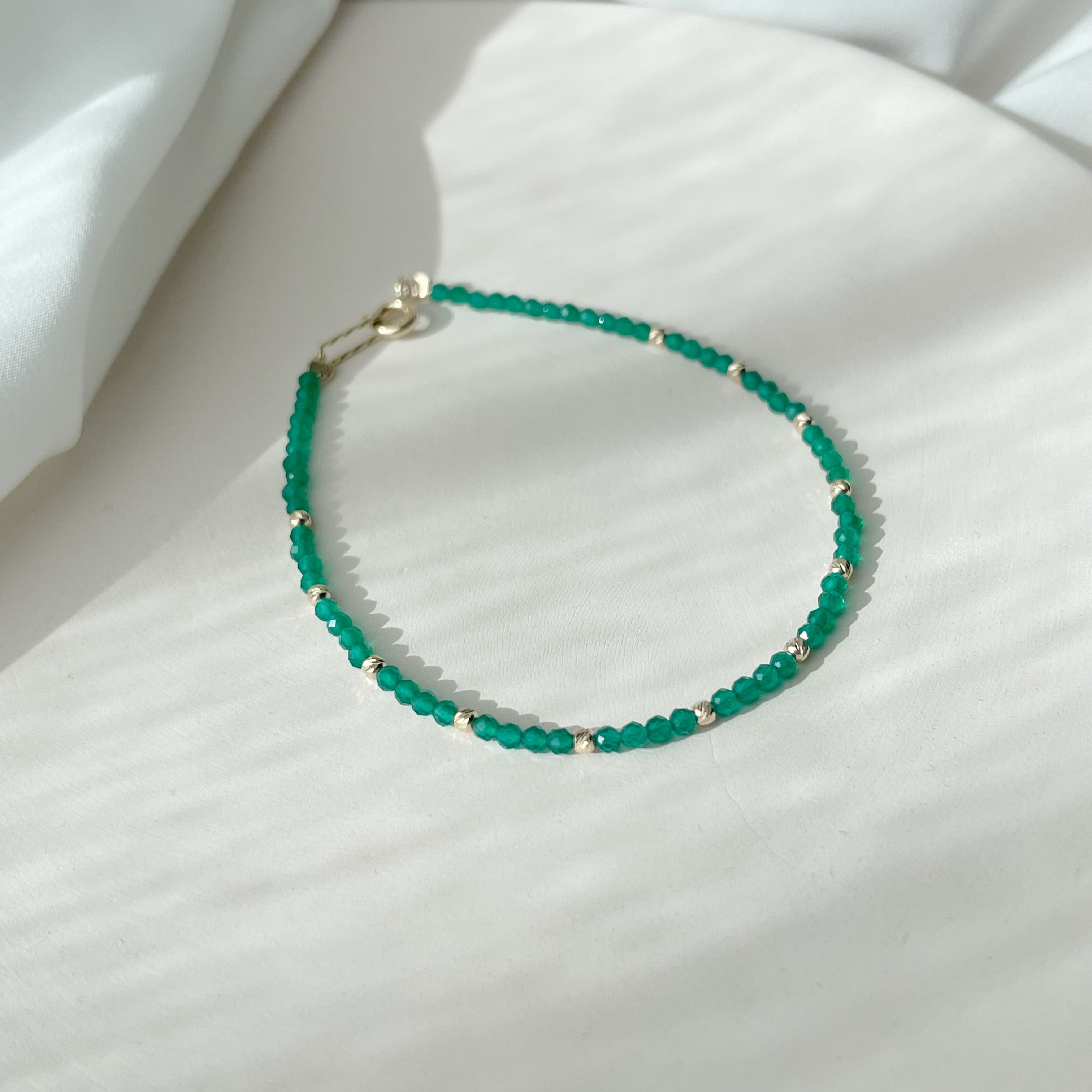 14K cutting ball綠瑪瑙手工手環