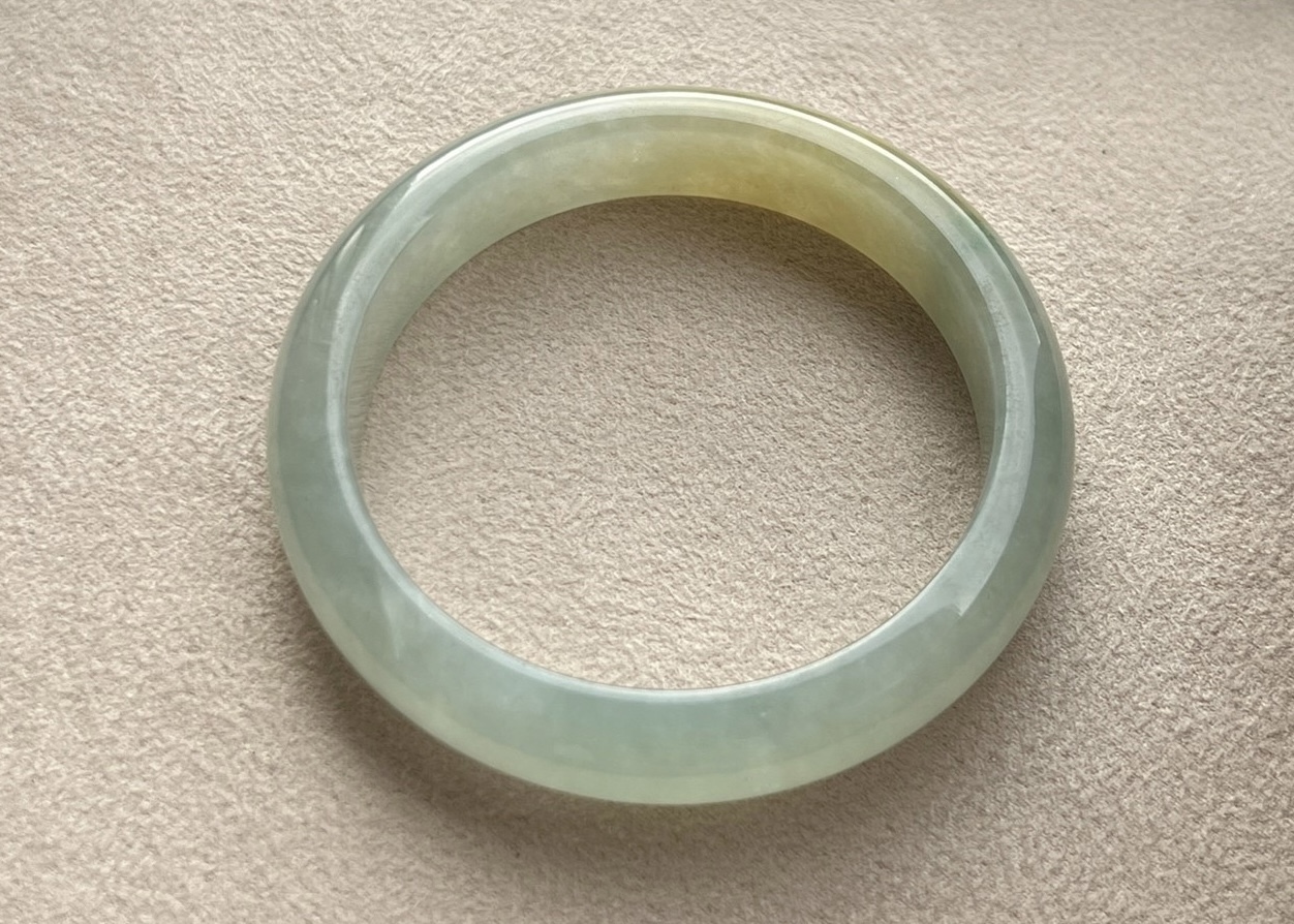 冰種果綠飄黃翡翠平安鐲