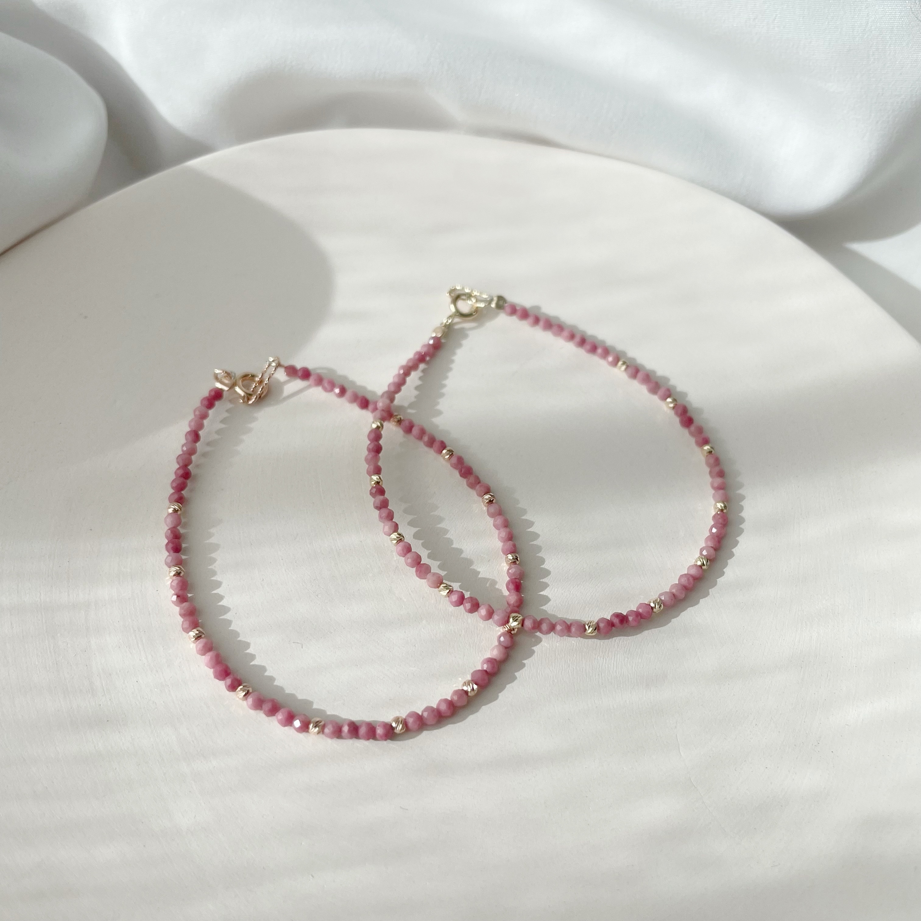 14K cutting ball紅紋石手工手環