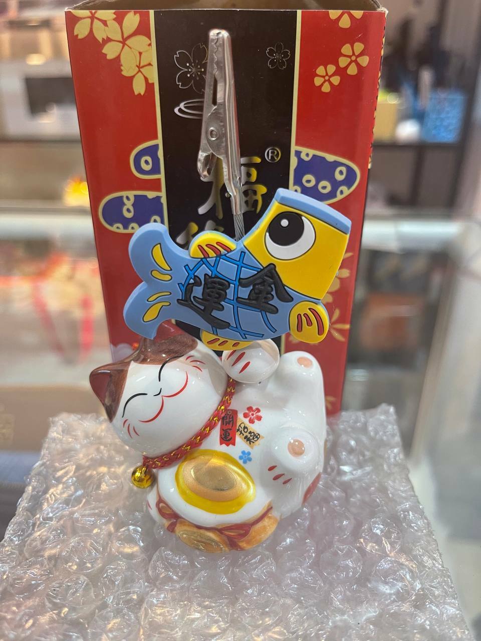[S] FORTUNE CAT KOI CLIP WITH MONEY BAG, FY35271 (SZZ63)