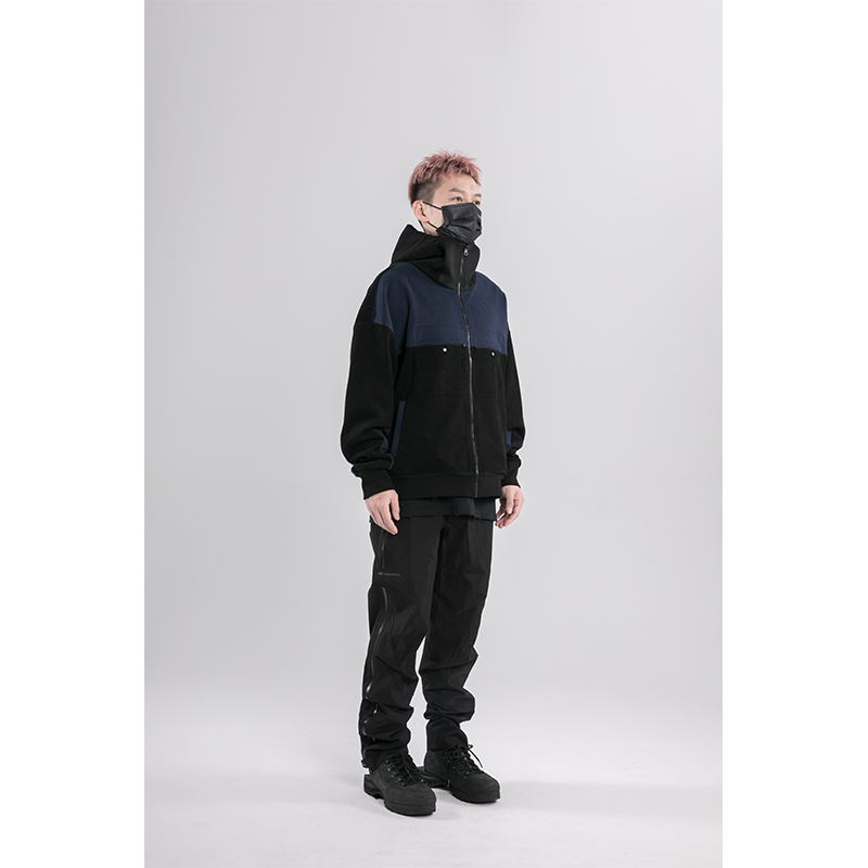 PUPILtravel 直筒防水拉鍊純黑高街機能褲