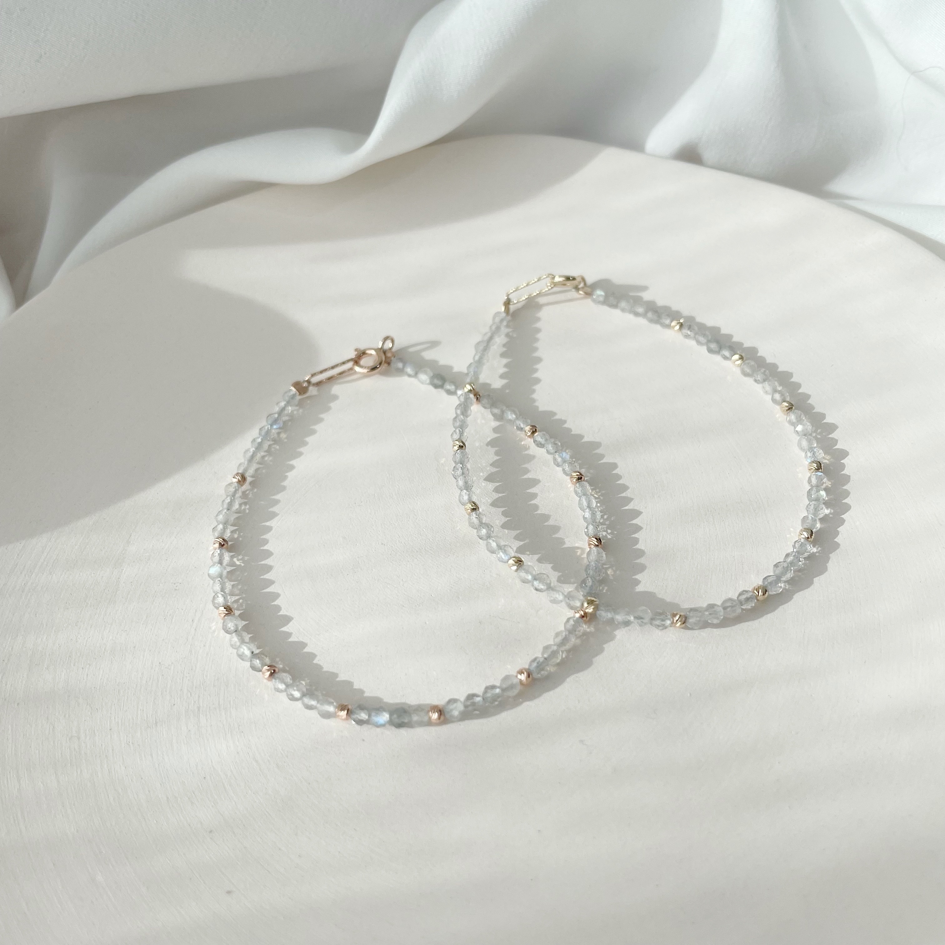 14K cutting ball拉長石手工手環