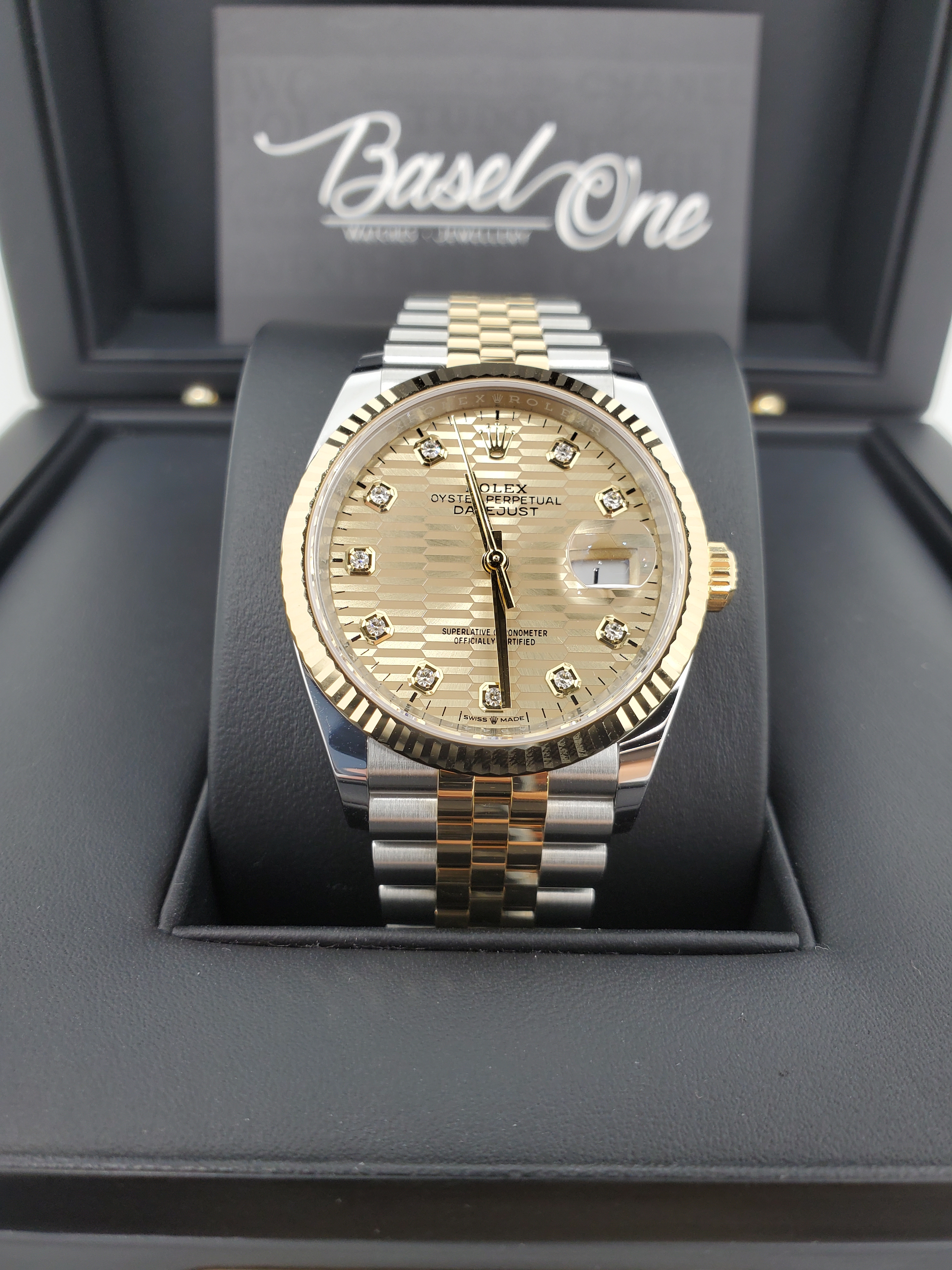 BRAND NEW ROLEX 126233g 1262333 GOLD DISTINCTIVE DIAL DATEJUST 36 JUBILEE STRAP GOLD STEEL 36MM