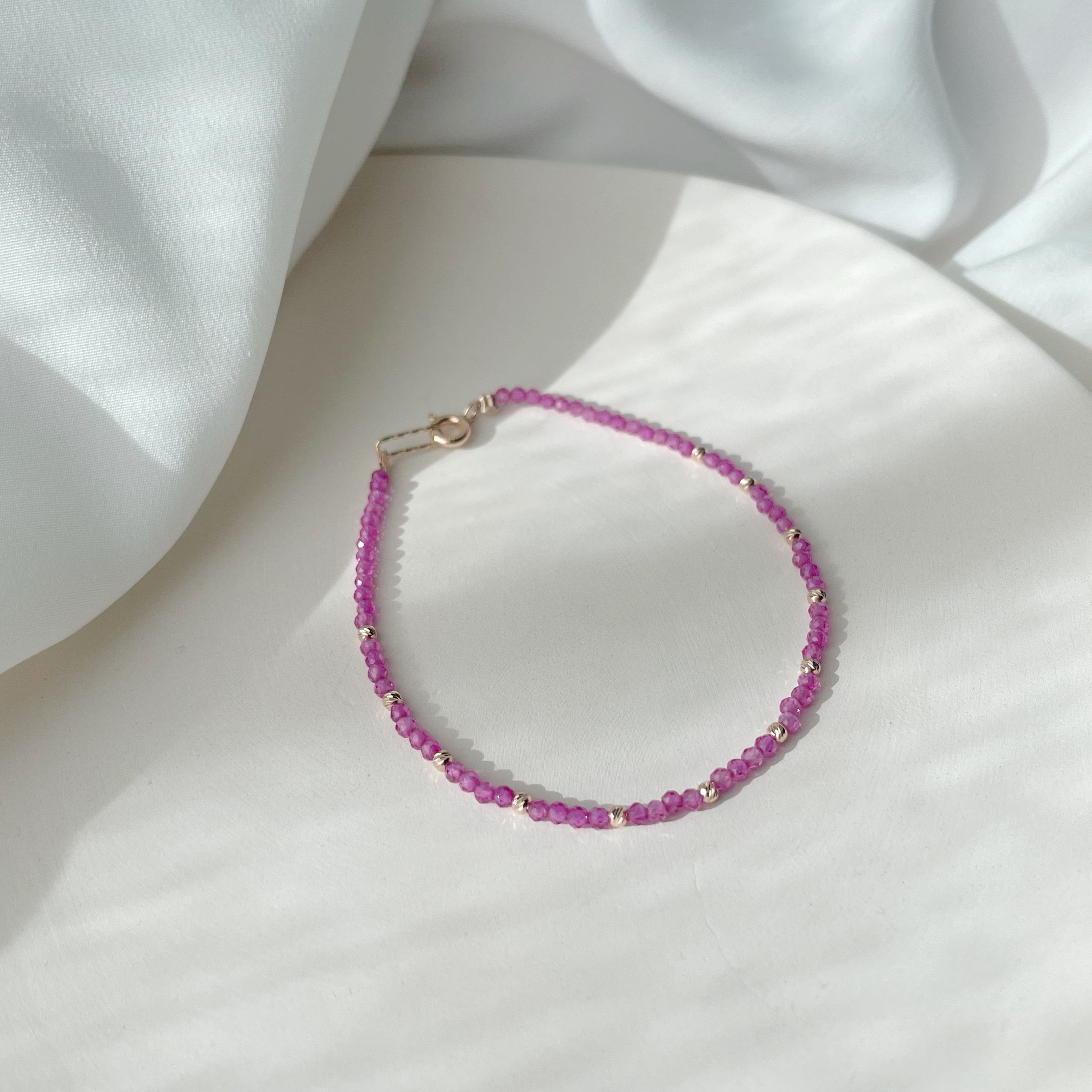 14K cutting ball紅寶石手工手環