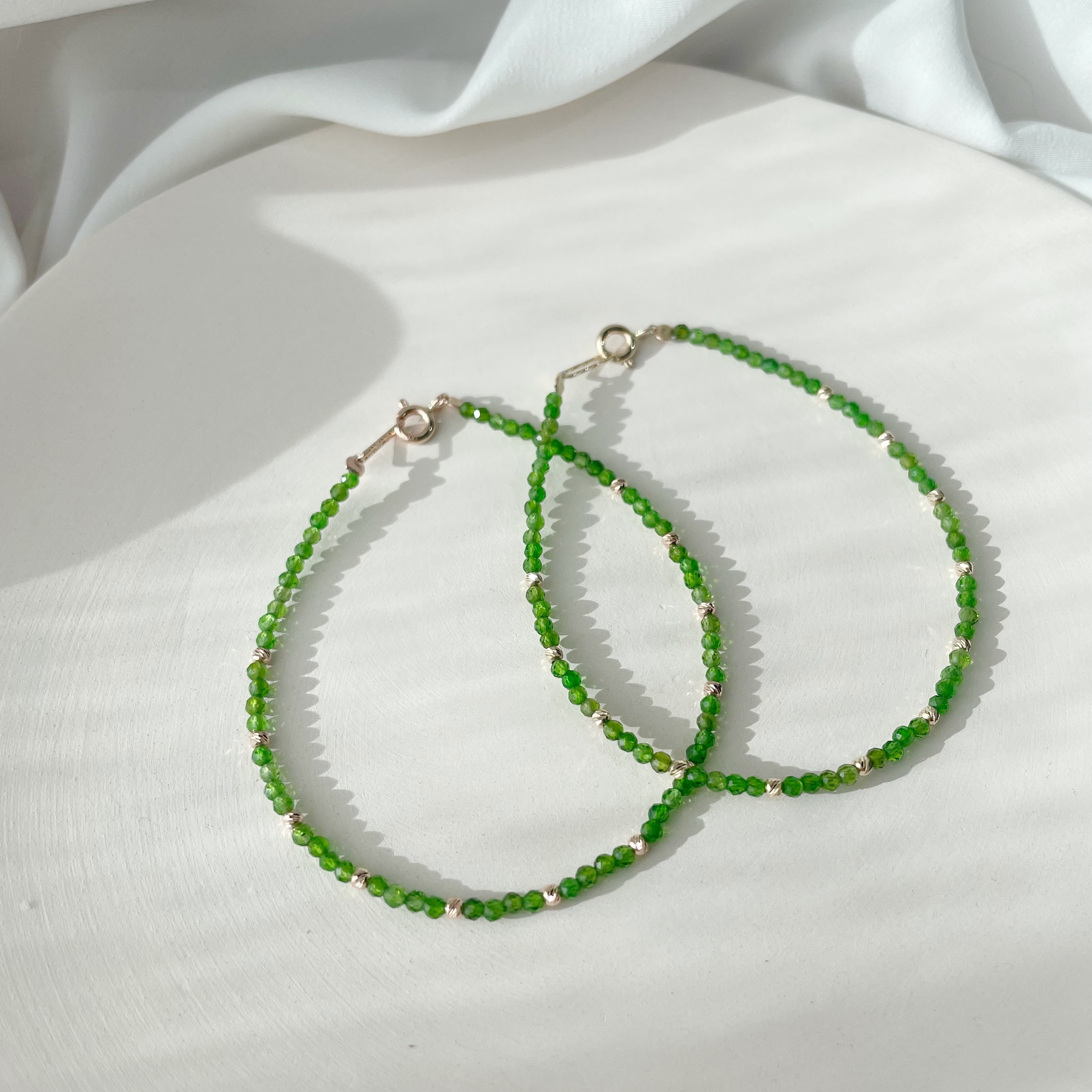 14K cutting ball透輝石手工手環