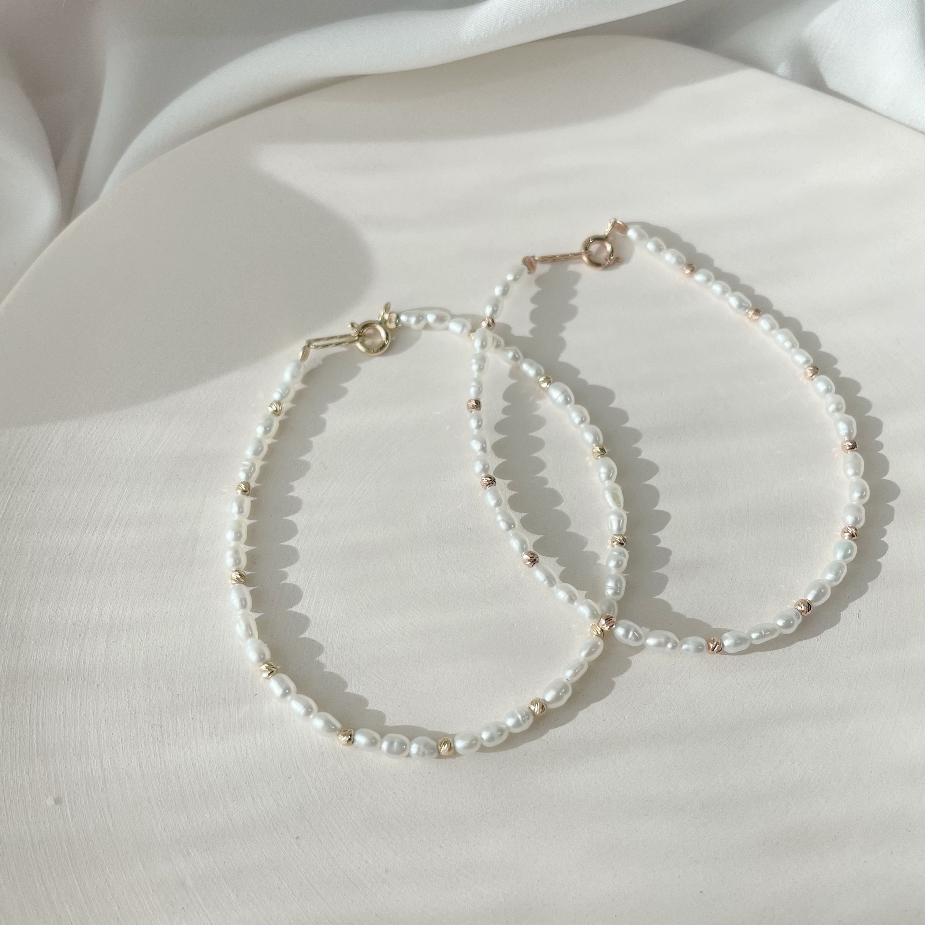 14K cutting ball米粒珍珠手工手環