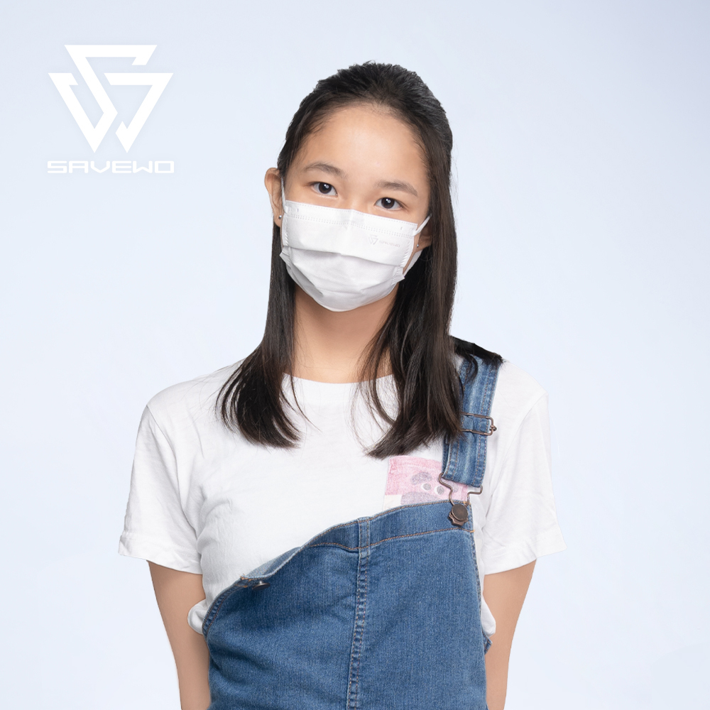 *145mm KL 兒童大碼* SAVEWO ClassicMask 三摺平面口罩 白色 (30片獨立包裝/盒)
