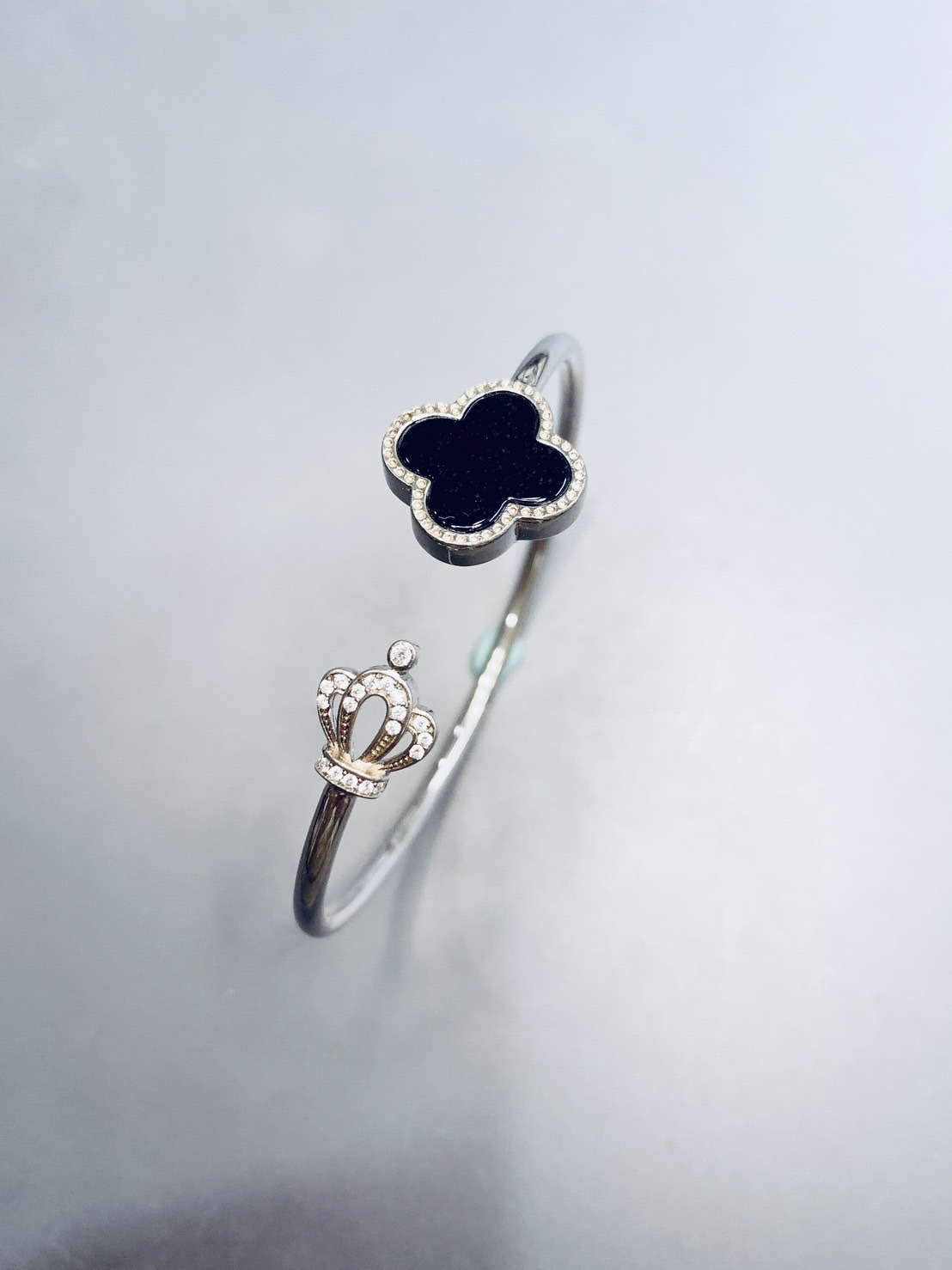 墨翠四葉草銀手環01丨低調防負能量