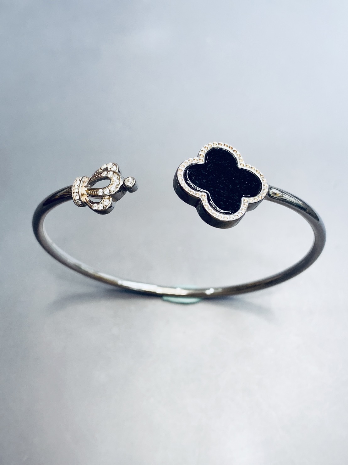 墨翠四葉草銀手環01丨低調防負能量