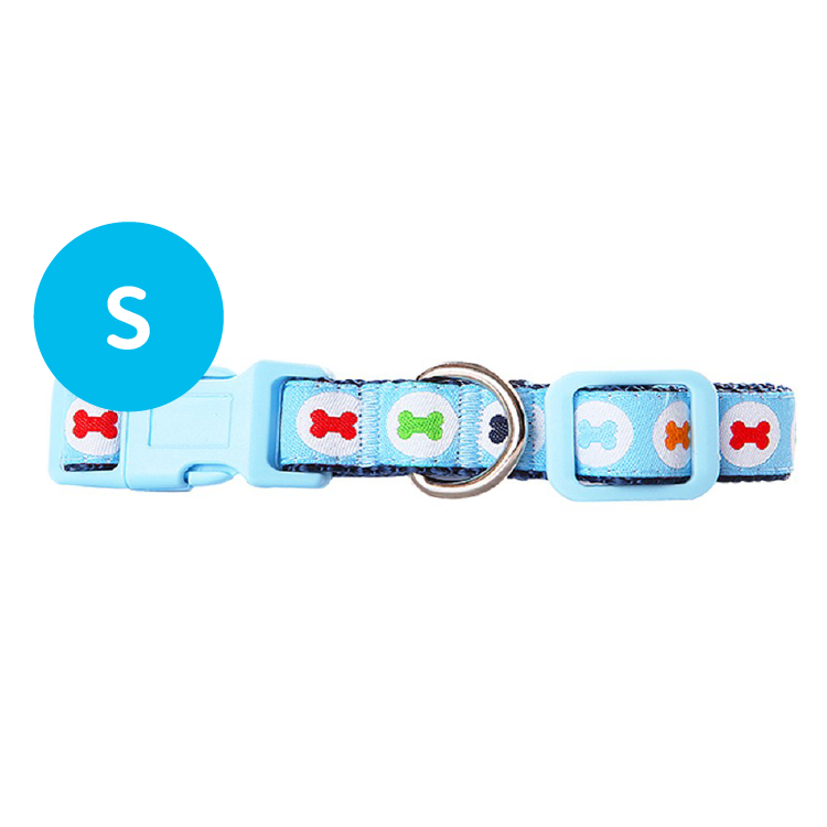 Pawise丨狗用頸帶-藍色骨頭 (S) (22-35cm/15mm) (NO.13212)