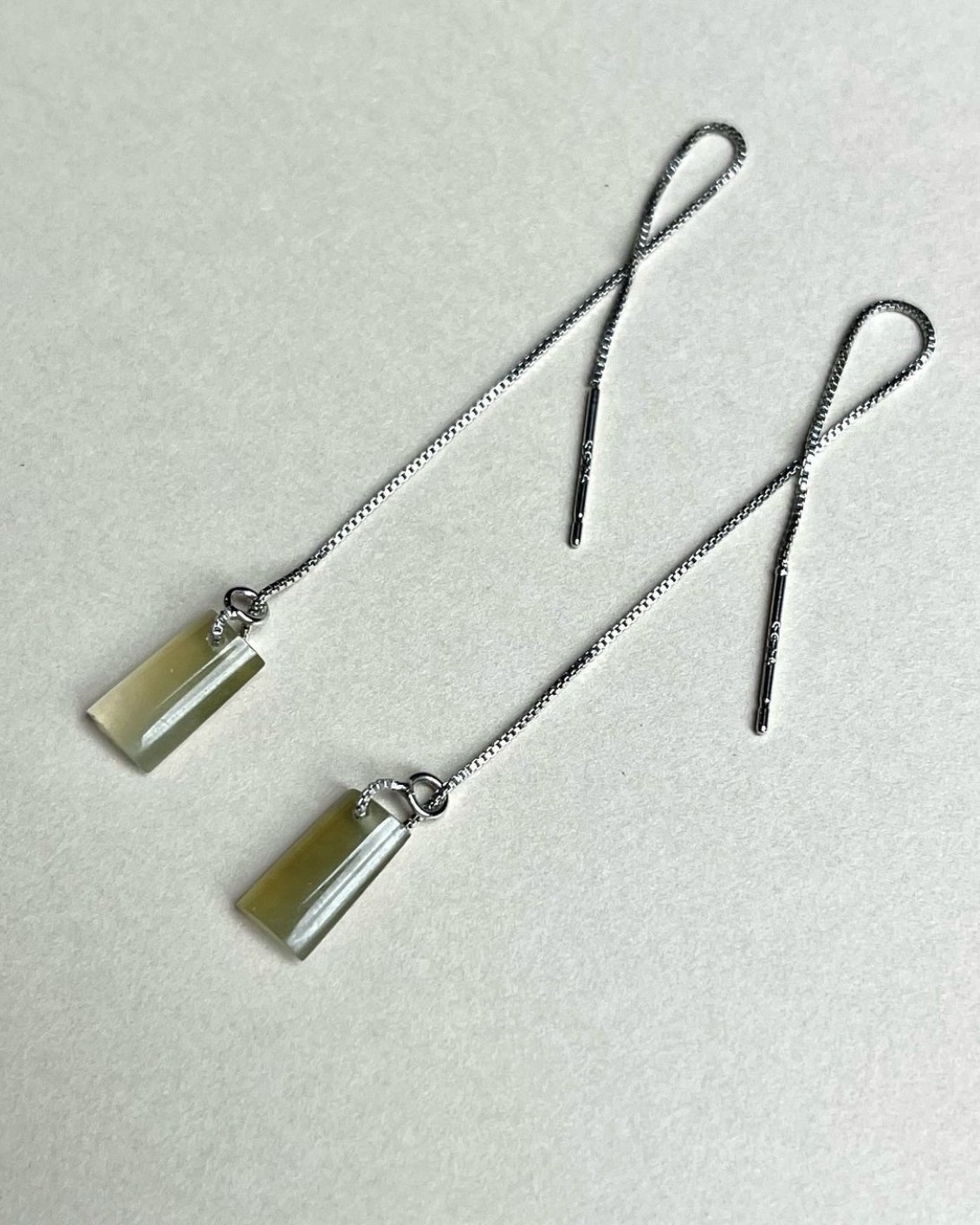 原創設計白冰橄欖綠耳墜