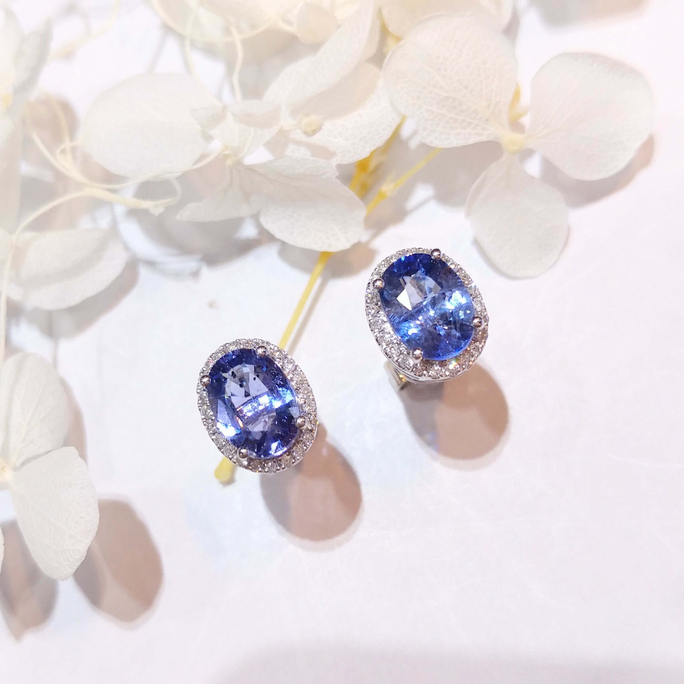 18K White Gold 2.17ct Sapphire and Diamond Earrings