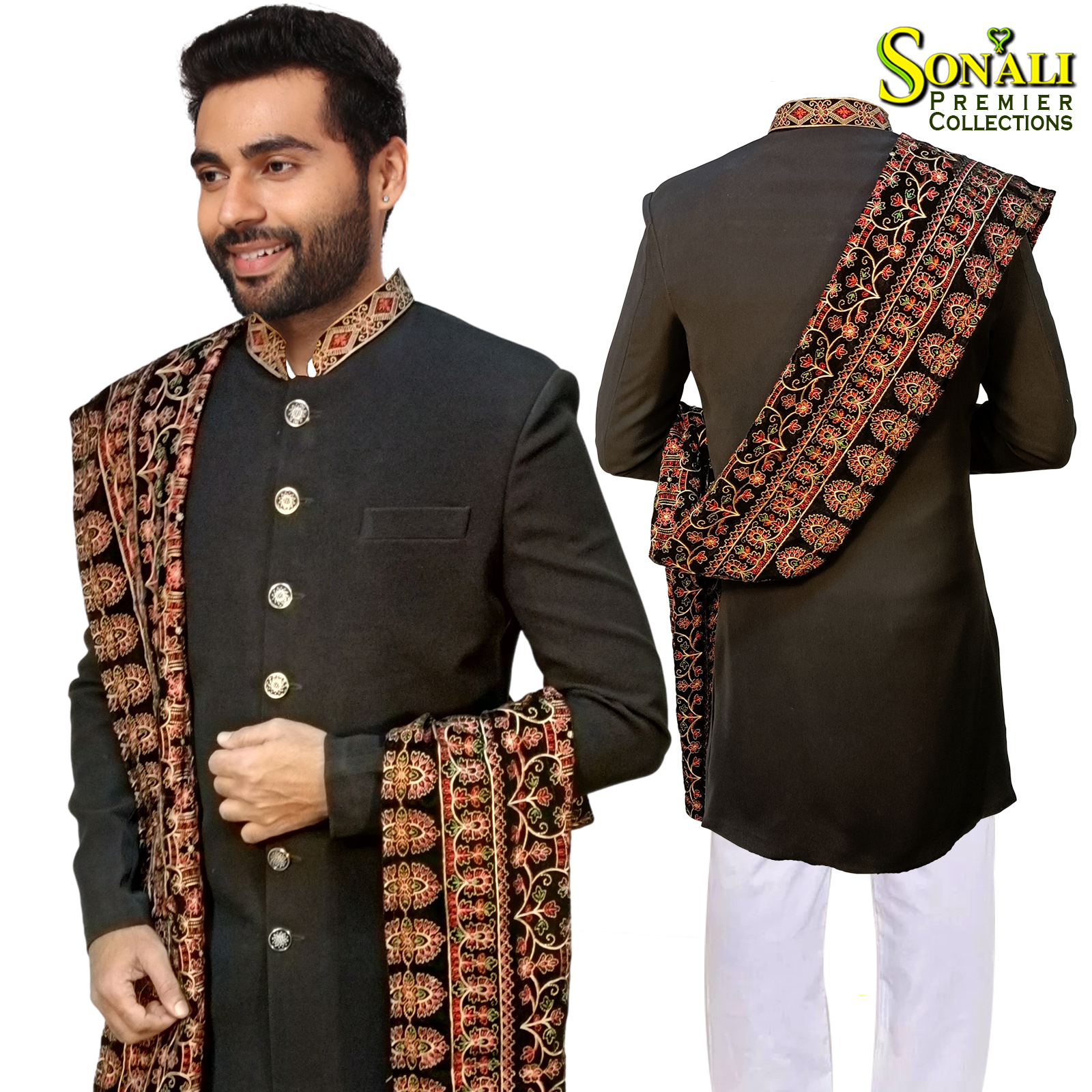Sonali Premier Quality  Elegant Fawn Celebration Wear Sherwani Set / High Quality Material - TRMSUIT04E Size-38
