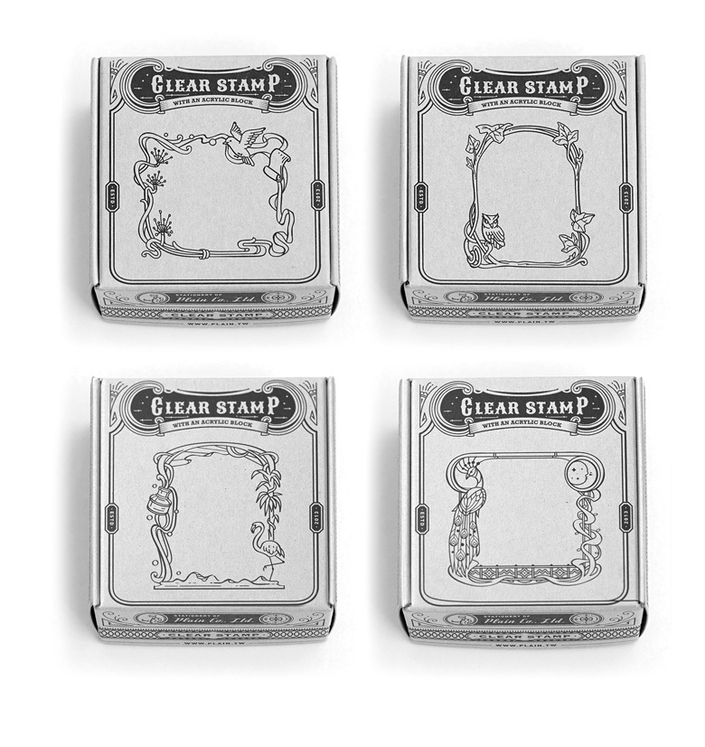 新藝術風格邊框透明印章：附壓克力塊