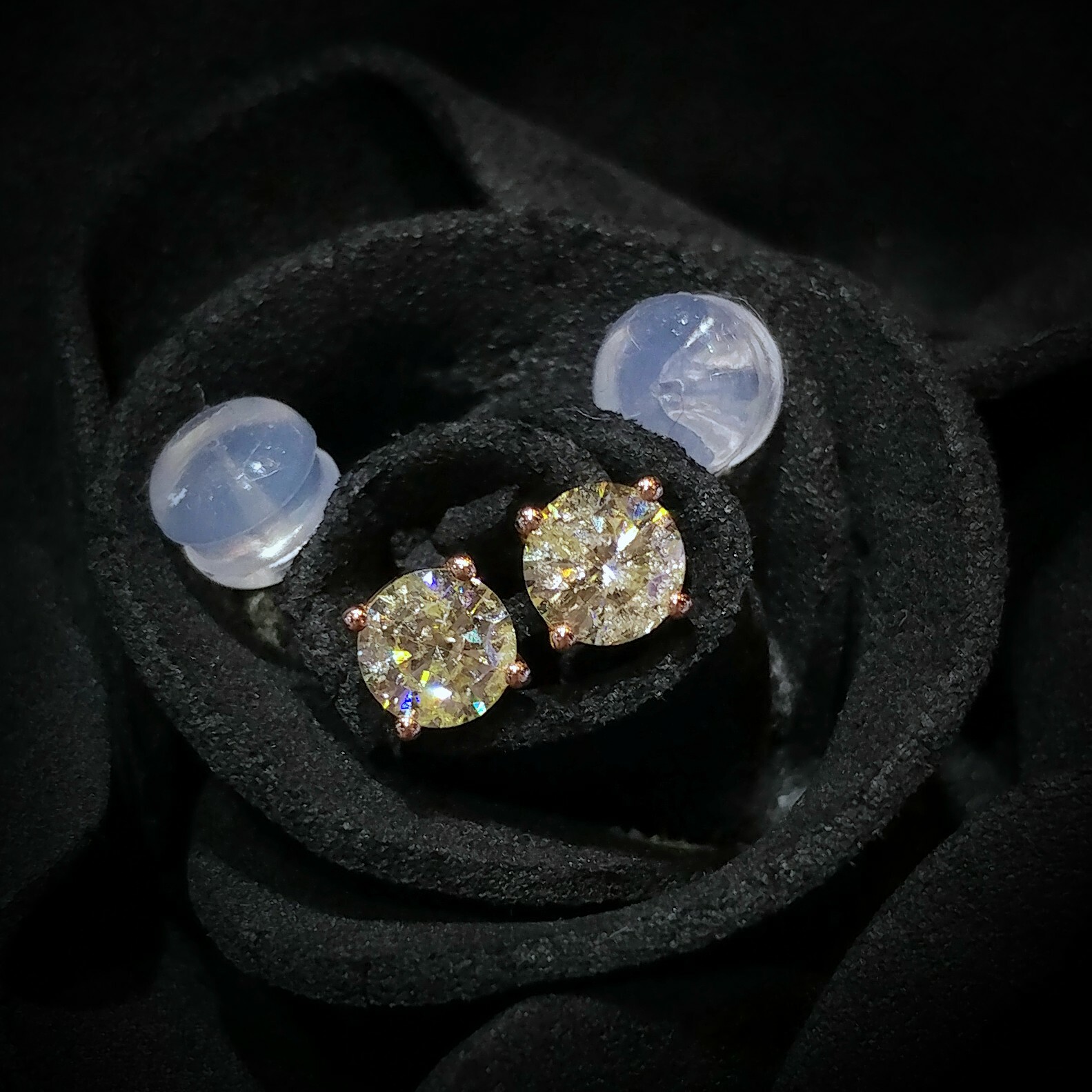 全新18K玫瑰金【主石56份鑽石】耳環