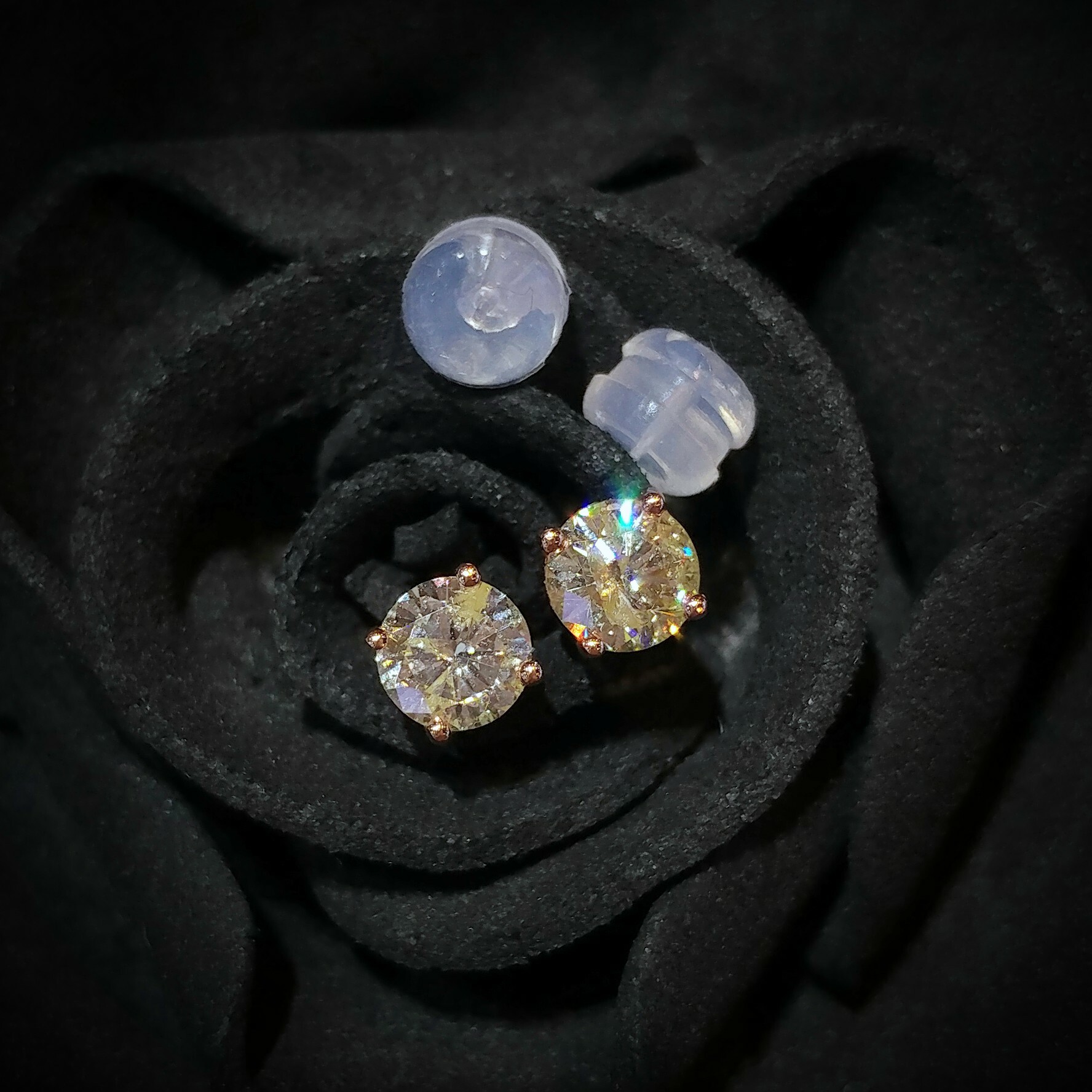 全新18K玫瑰金【主石79份鑽石】耳環