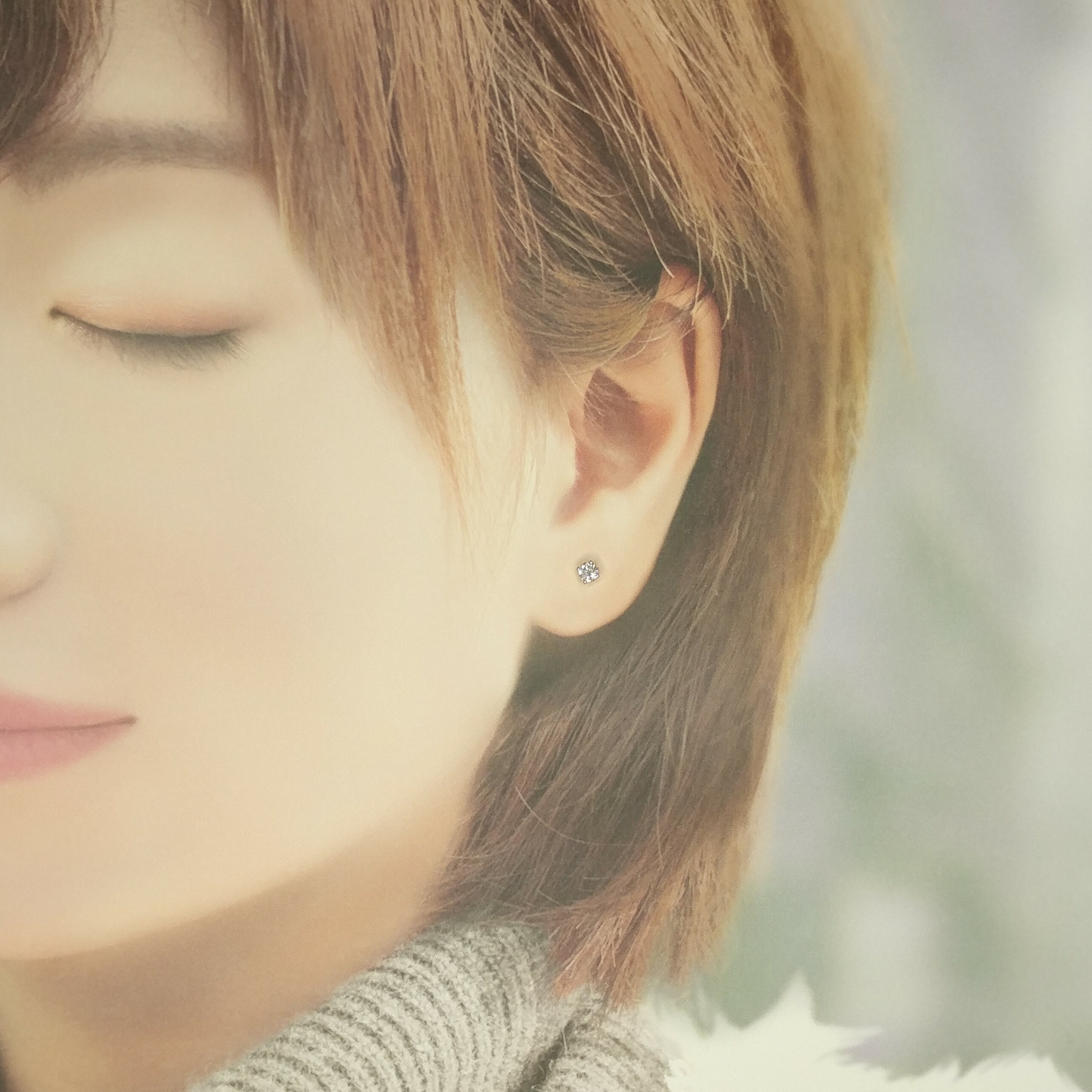 全新18K白金【主石36份鑽石】耳環