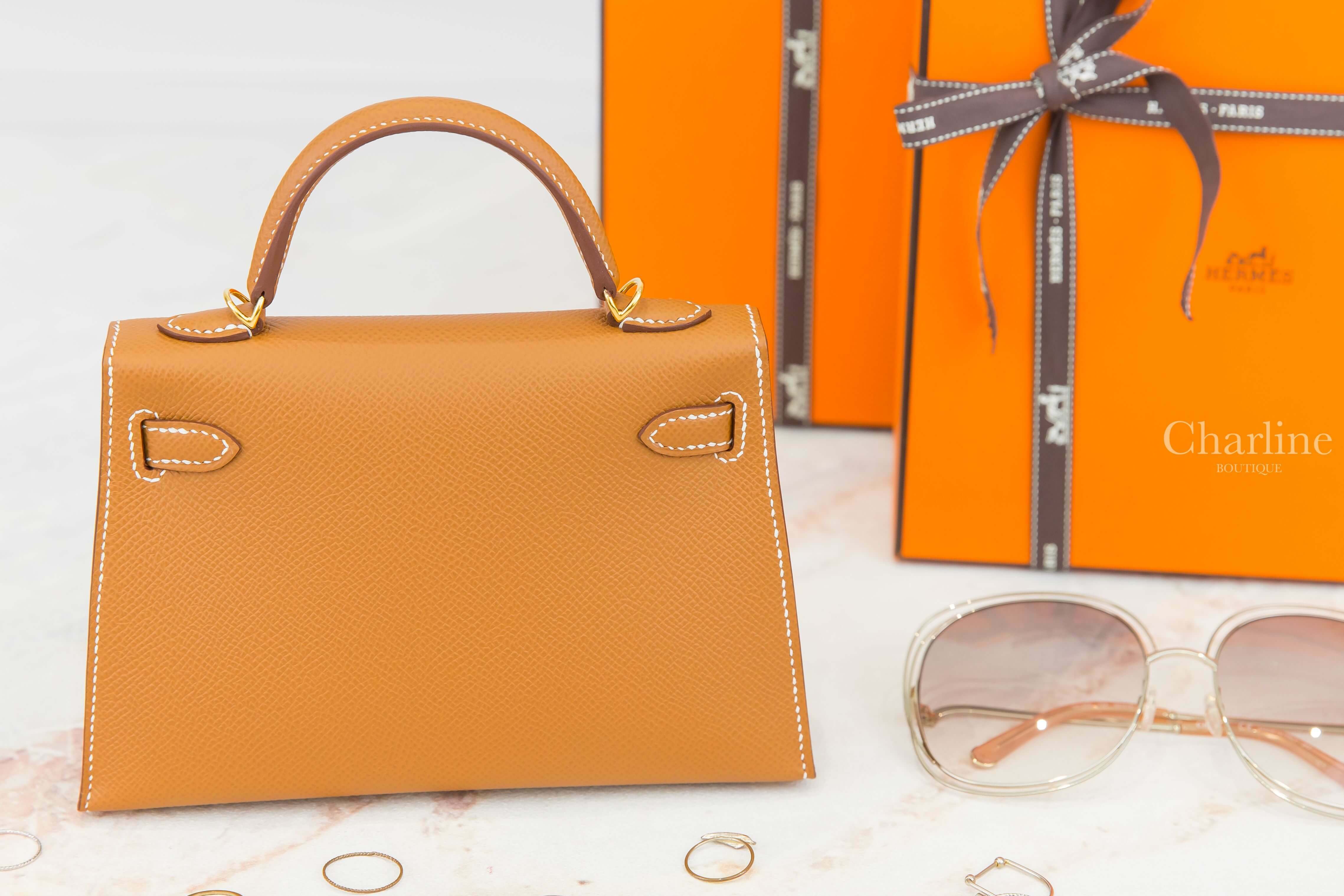 Hermès Mini Kelly II 37 Gold Epsom U刻焦糖色金釦迷你凱莉包-Charline Boutique 精品代購